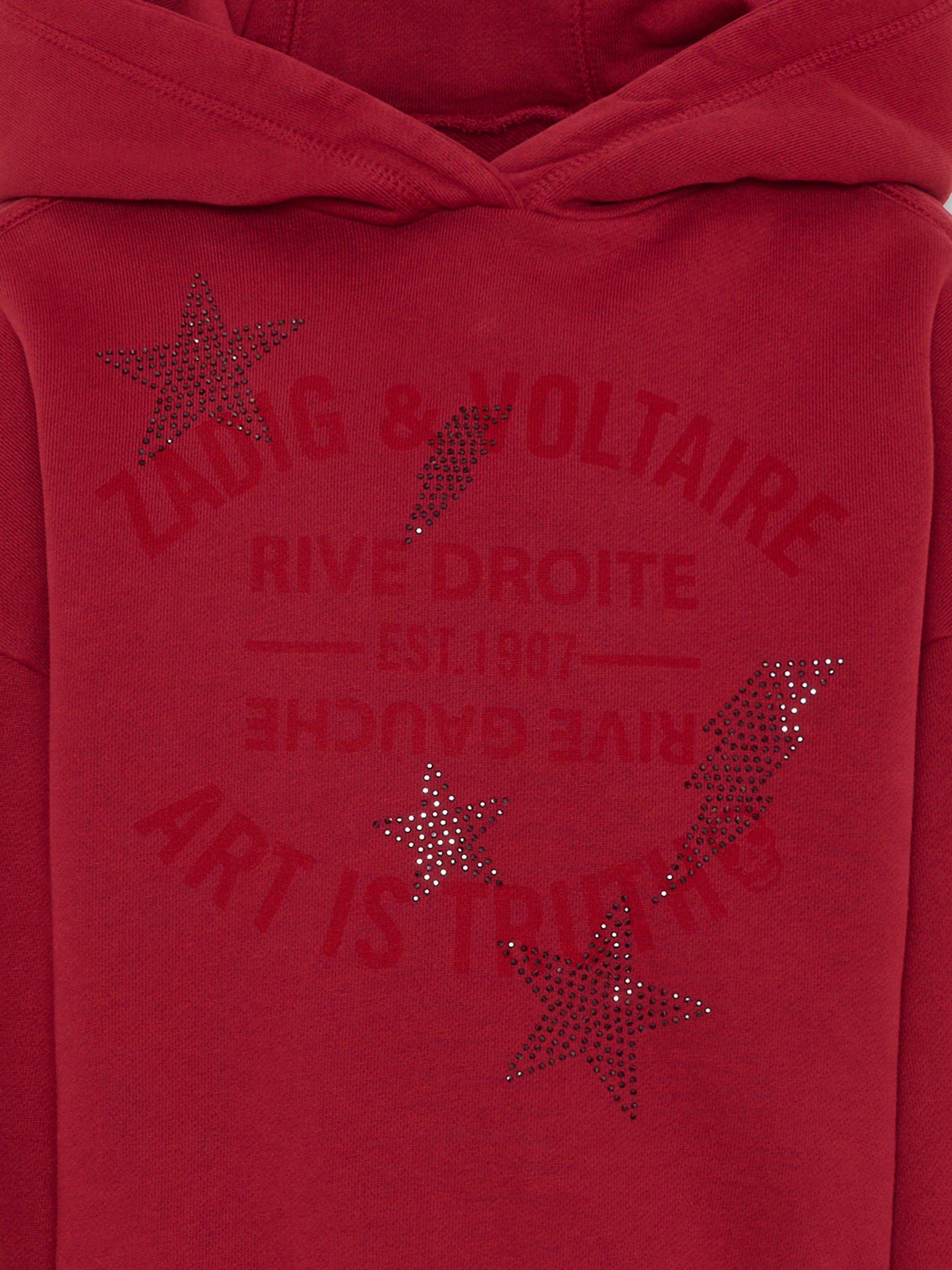 Felpa bordeaux per bambina con logo e strass,Zadig & Voltaire Kids,X60801 954