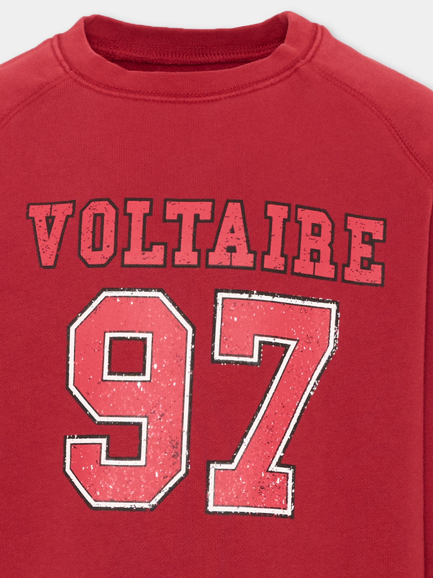 Felpa girocollo bordeaux per bambini con stampa,Zadig & Voltaire Kids,X60846 954