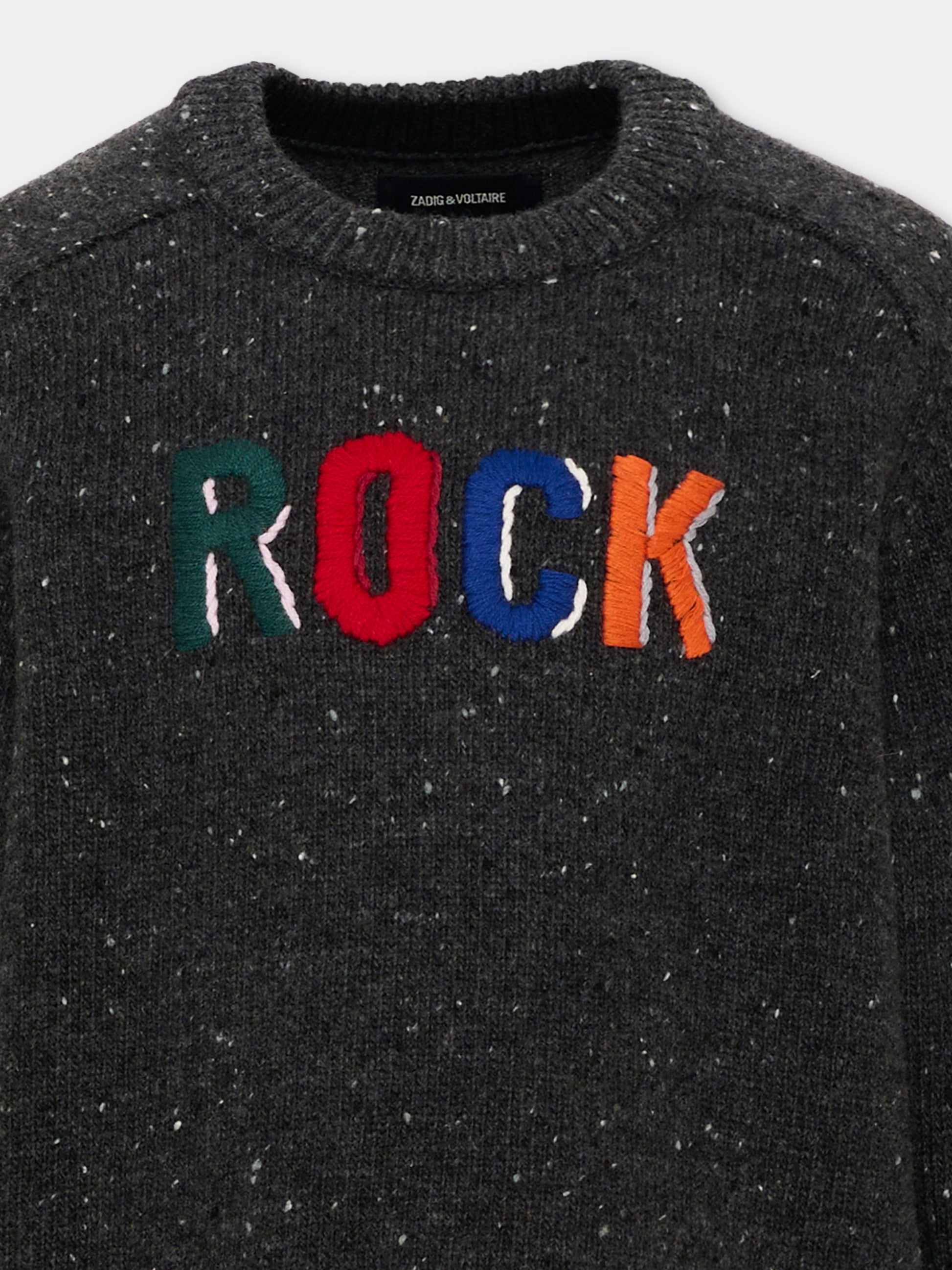 Maglione grigio per bambino con scritta,Zadig & Voltaire Kids,X60851 A48