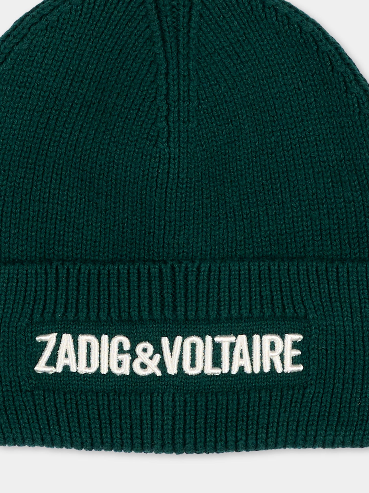 Berretto verde per bambini con logo,Zadig & Voltaire Kids,X60885 66H