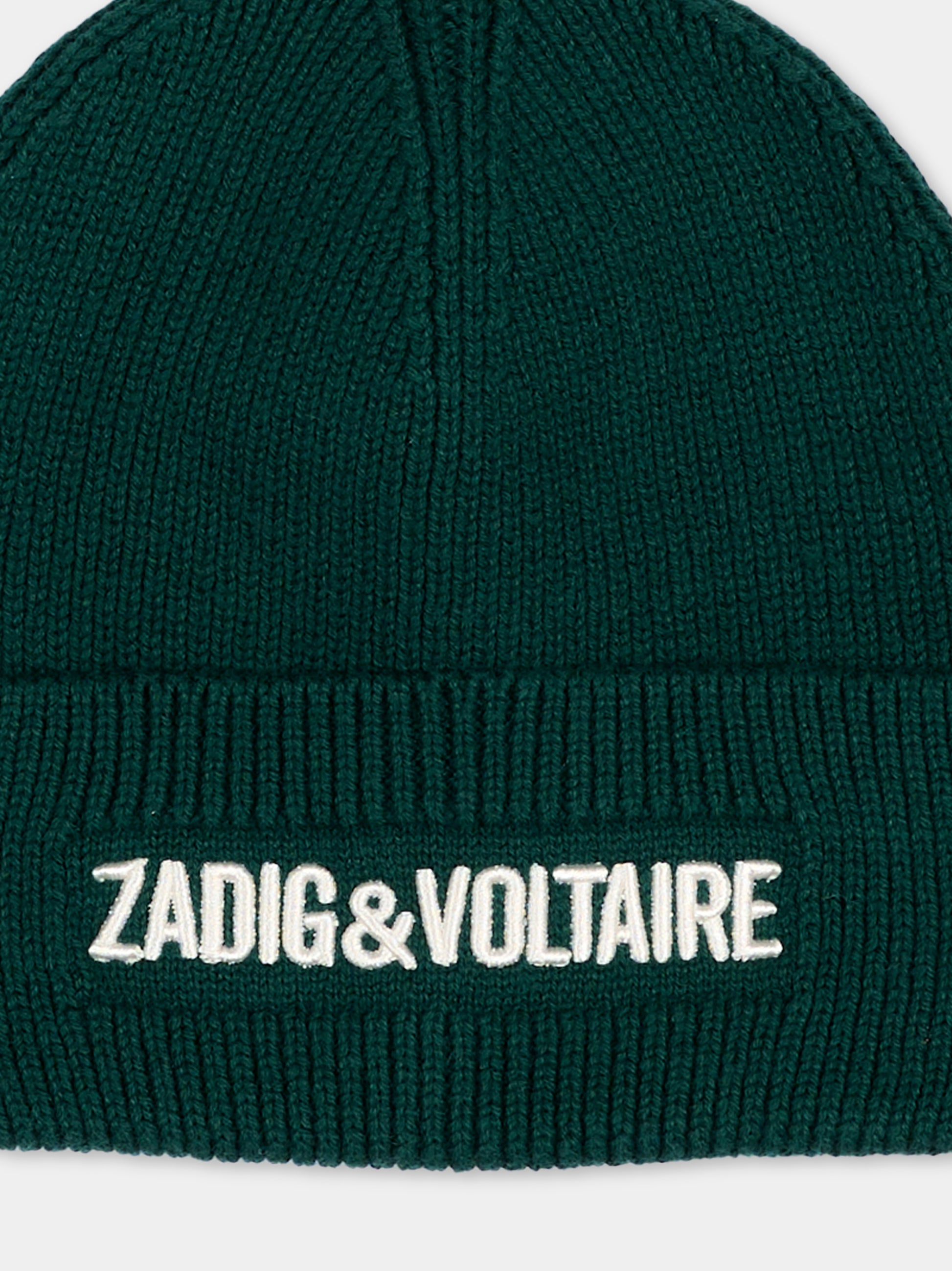Berretto verde per bambini con logo,Zadig & Voltaire Kids,X60885 66H