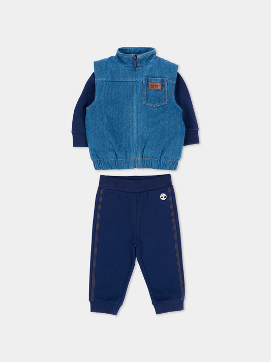 Completo sportivo lungo blu per neonato con gilet,Timberland,T61016 84N
