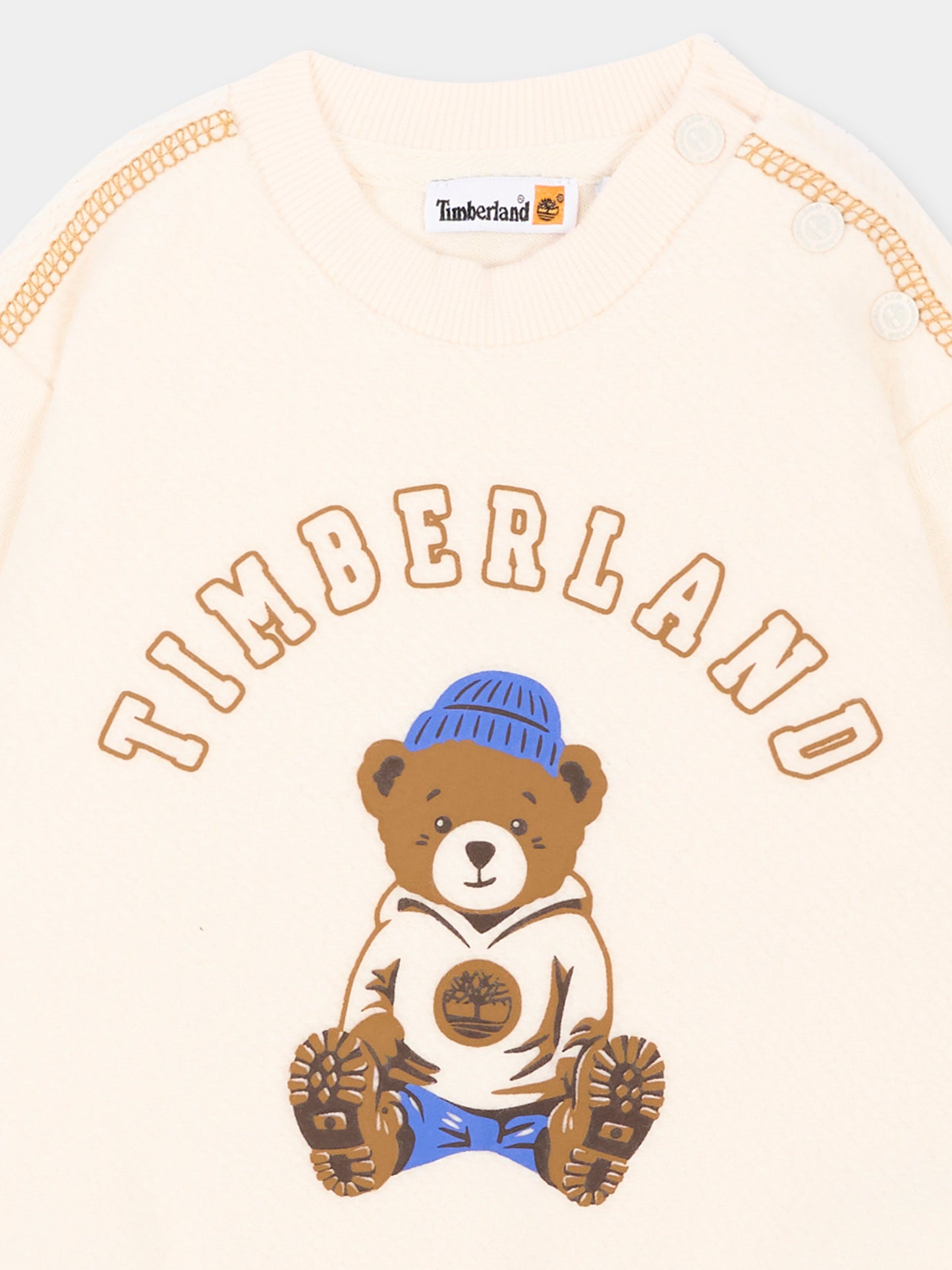 Felpa avorio per neonato con orsetto,Timberland,T61017 127