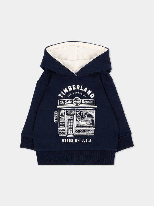 Felpa con cappuccio blu per neonato,Timberland,T61034 849