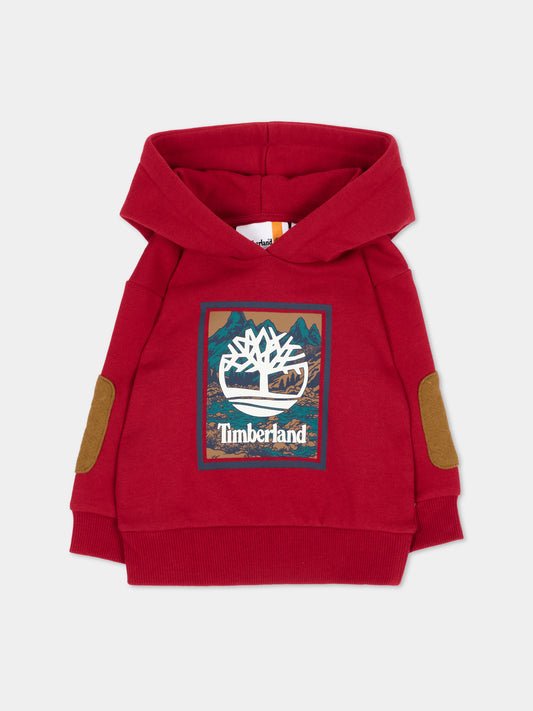 Felpa con cappuccio rossa per neonato,Timberland,T61035 974