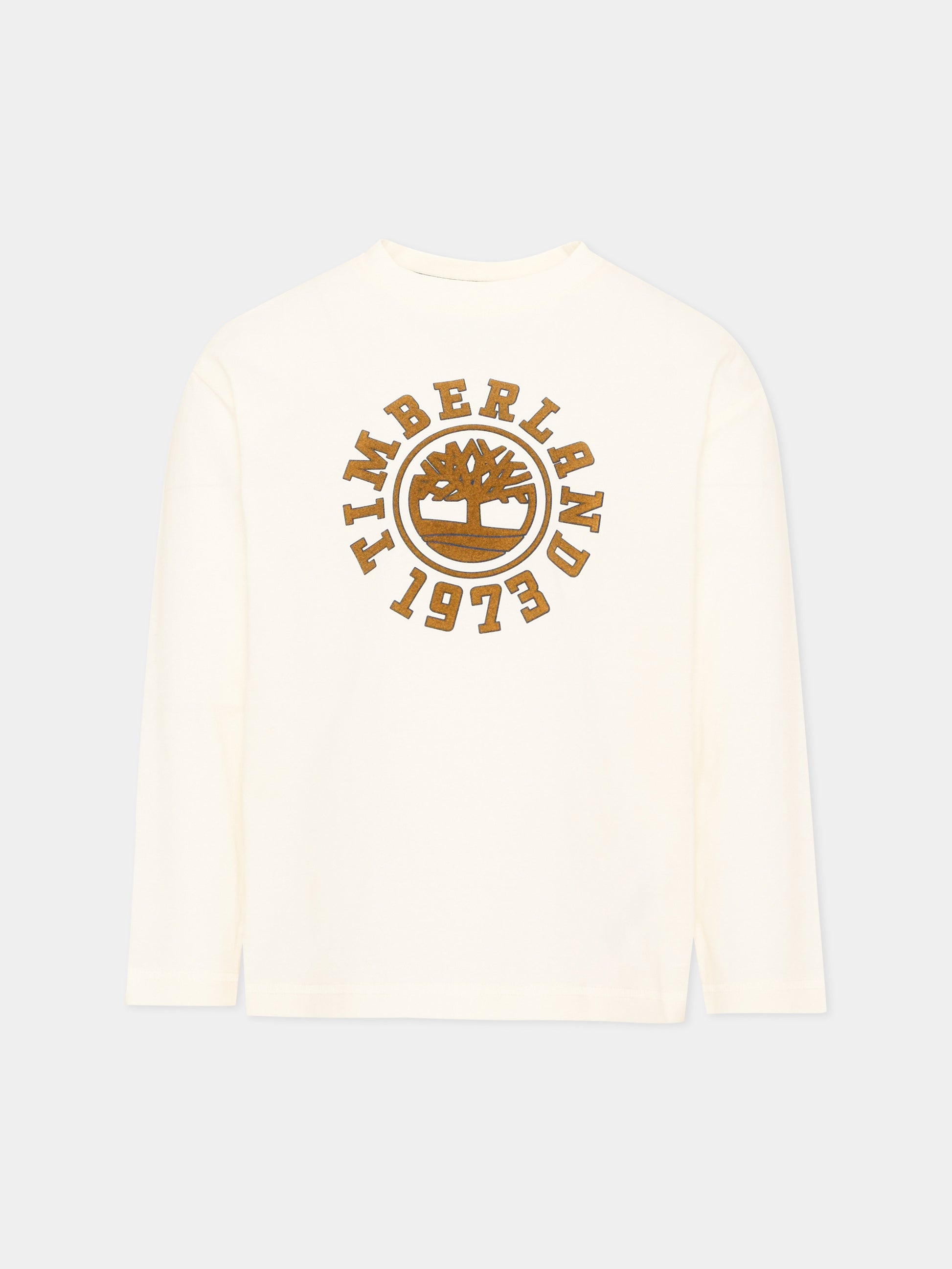 T-shirt a manica lunga bianca con logo,Timberland,T61049 127