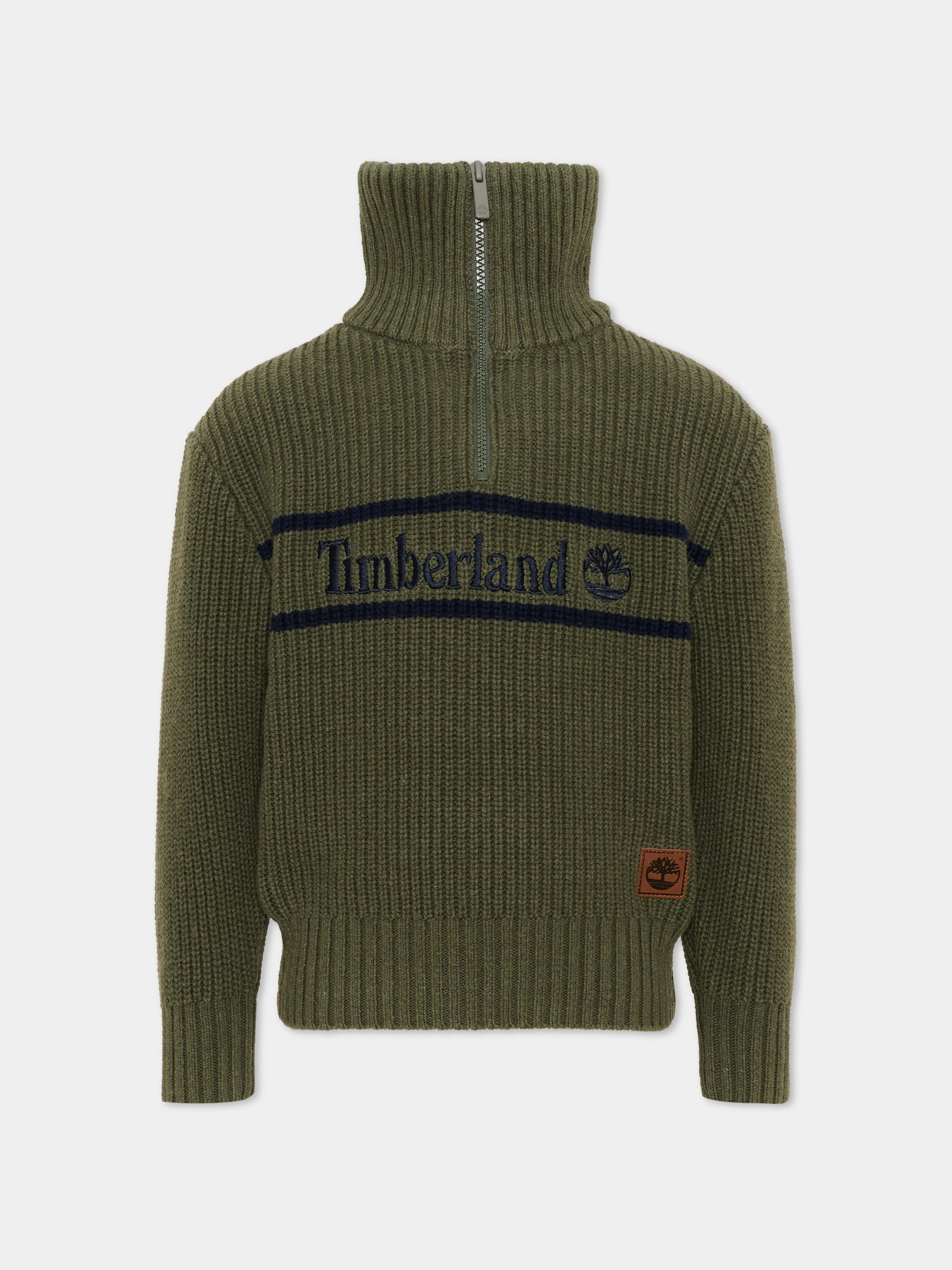 Maglione verde per bambino con zip,Timberland,T61082 730