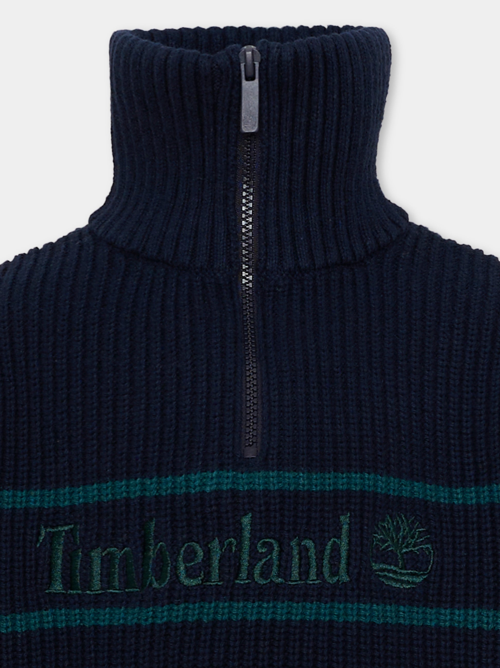 Maglione blu per bambino con zip,Timberland,T61082 849
