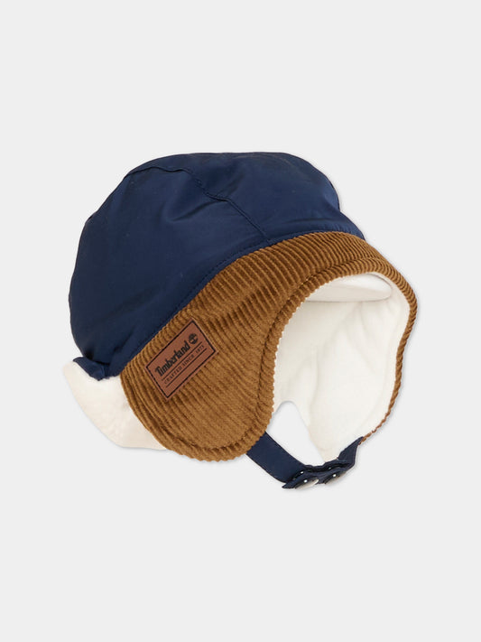 Cappello blu con paraorecchie per neonato,Timberland,T61096 84N