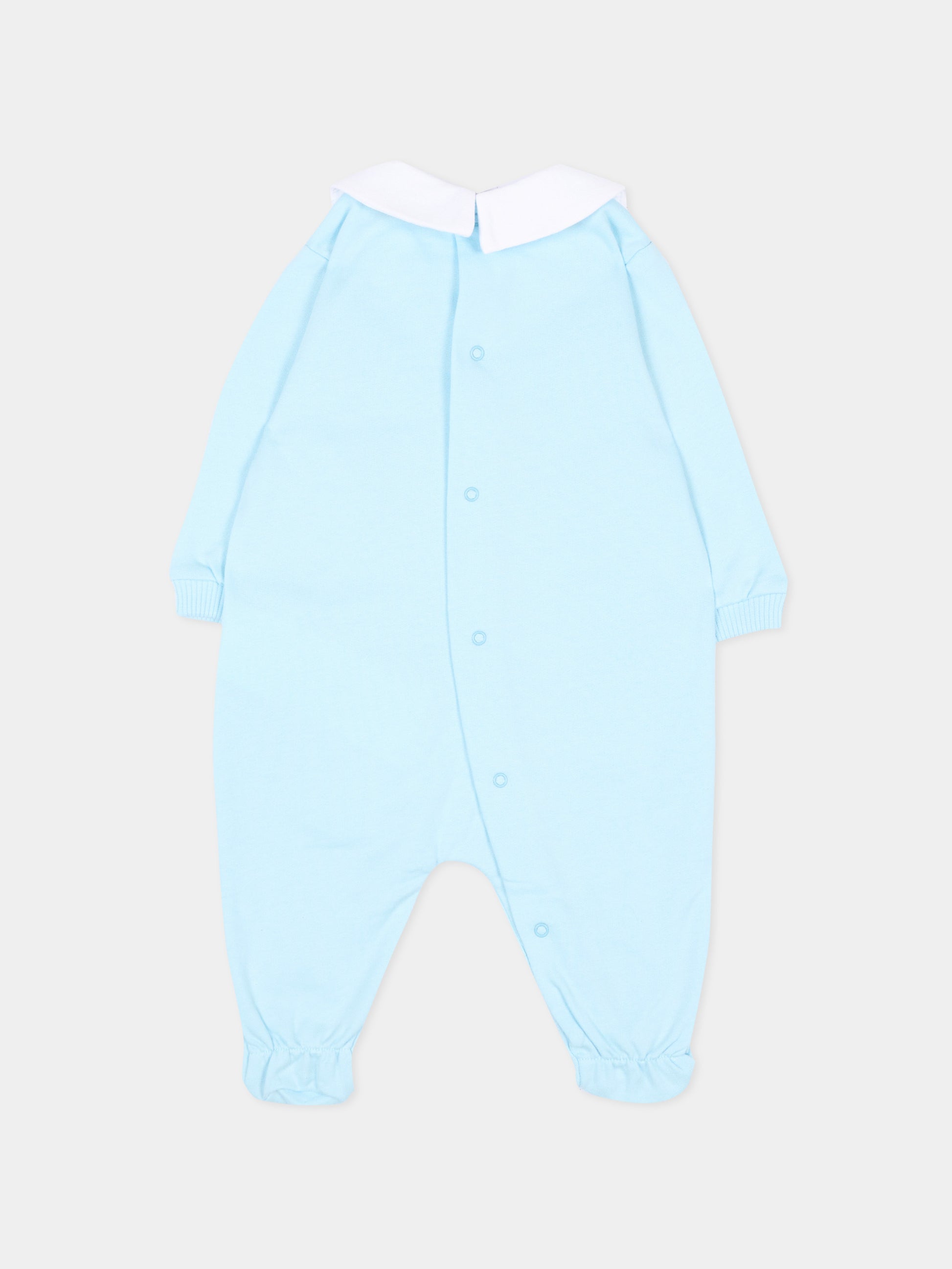 Tutina azzurra per neonato con Teddy Bear,Moschino Kids,M5Y037 LCA40 40304
