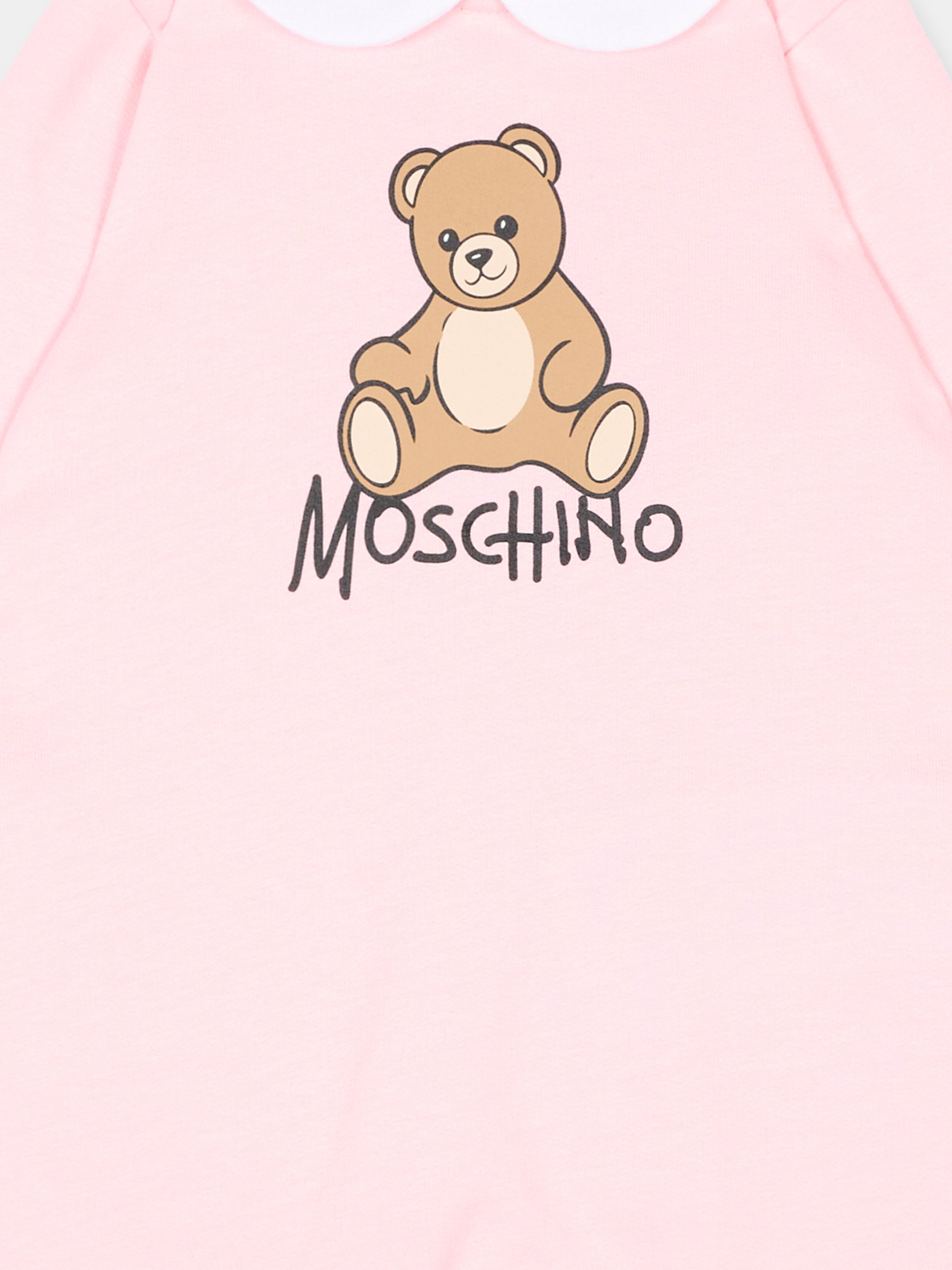 Tutina rosa per neonata con Teddy Bear,Moschino Kids,M5Y037 LCA40 50209