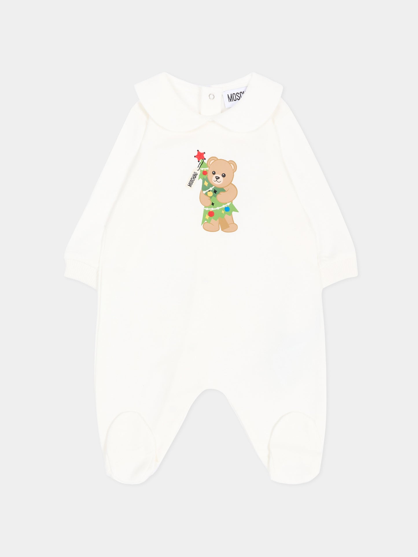 Tutina avorio per neonati con Teddy Bear,Moschino Kids,M6Y037 LCA61 10063