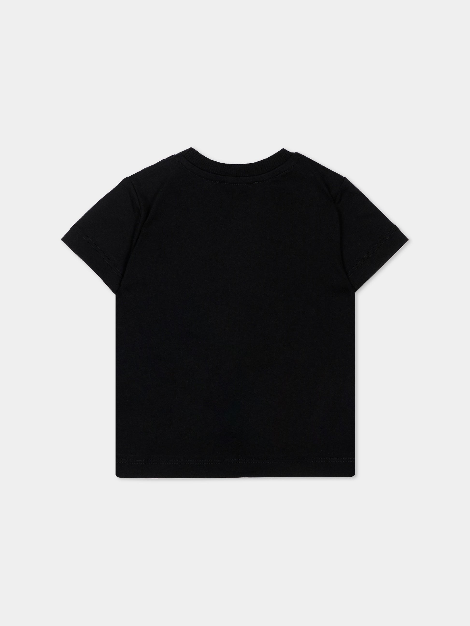 T-Shirt nera per neonati con Teddy Bear,Moschino Kids,M9M047 LAA10 60100