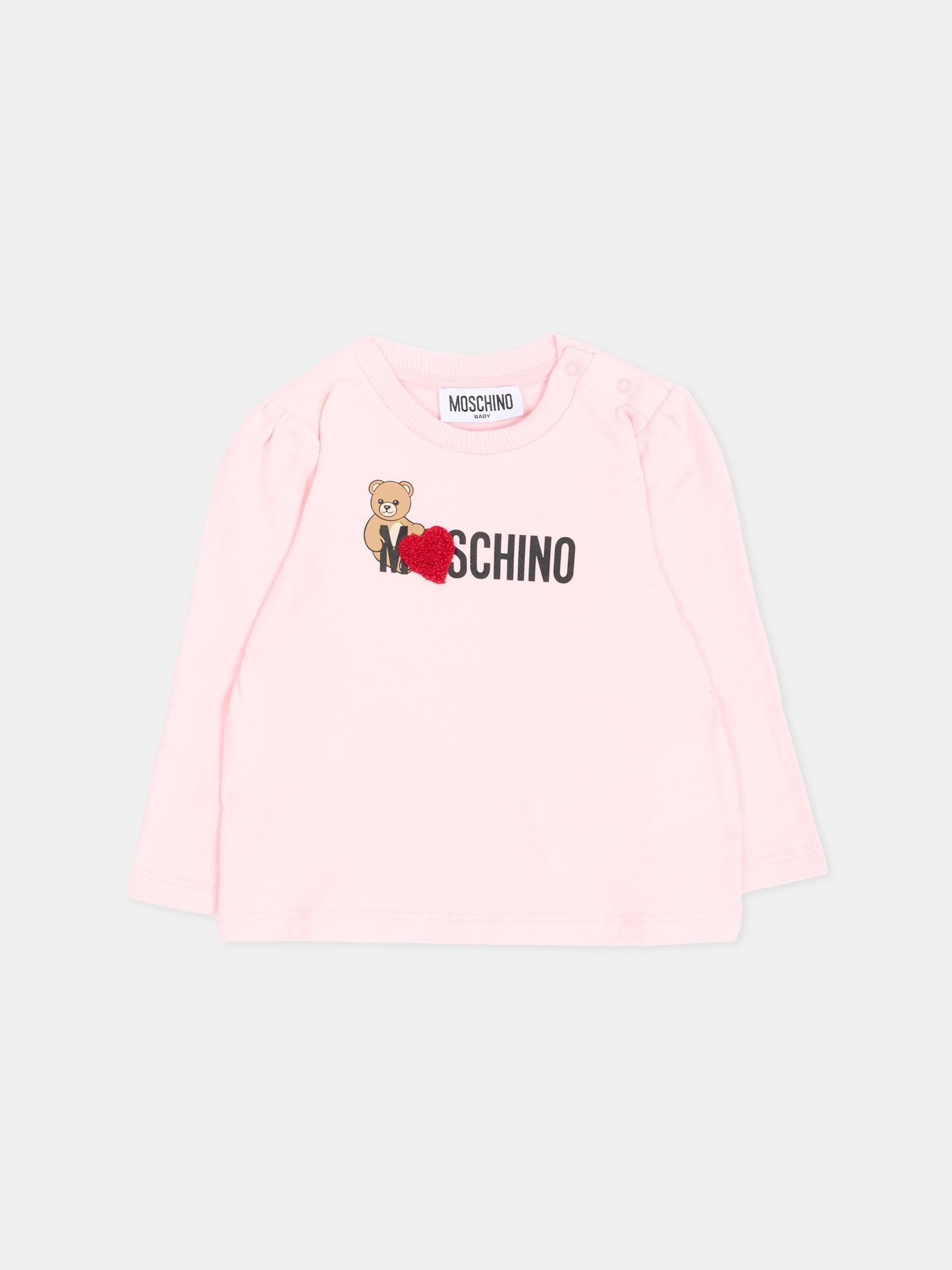 T-Shirt rosa per neonata con Teddy Bear,Moschino Kids,MAO00V LBA11 50209