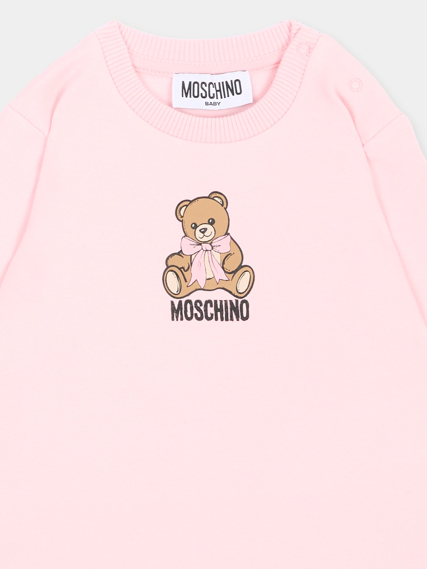 Vestito rosa per neonata con Teddy Bear,Moschino Kids,MBV0BK LDA18 50209