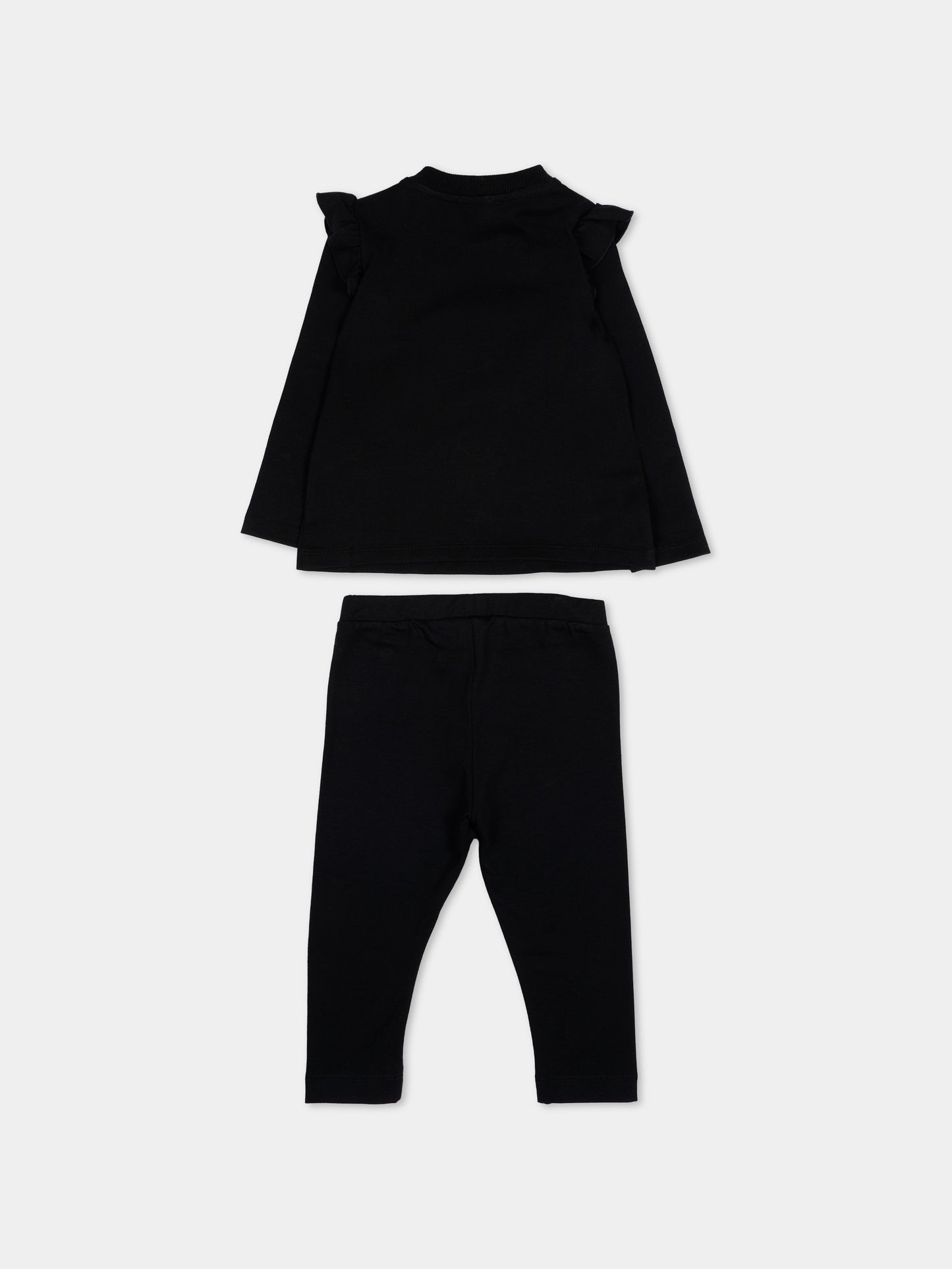 Completo sportivo nero per neonata con Teddy Bear,Moschino Kids,MCK01X LBA11 60100