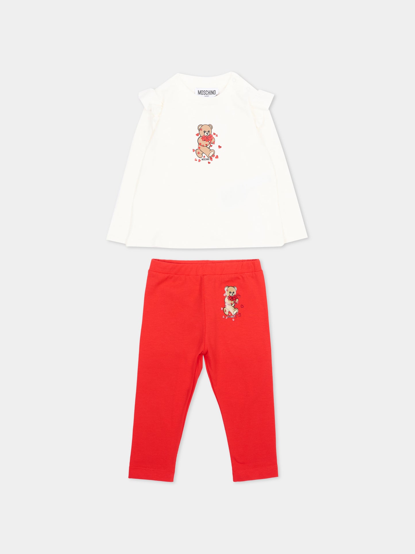 Completo rosso per neonata con Teddy Bear,Moschino Kids,MCK01X LBA11 83979