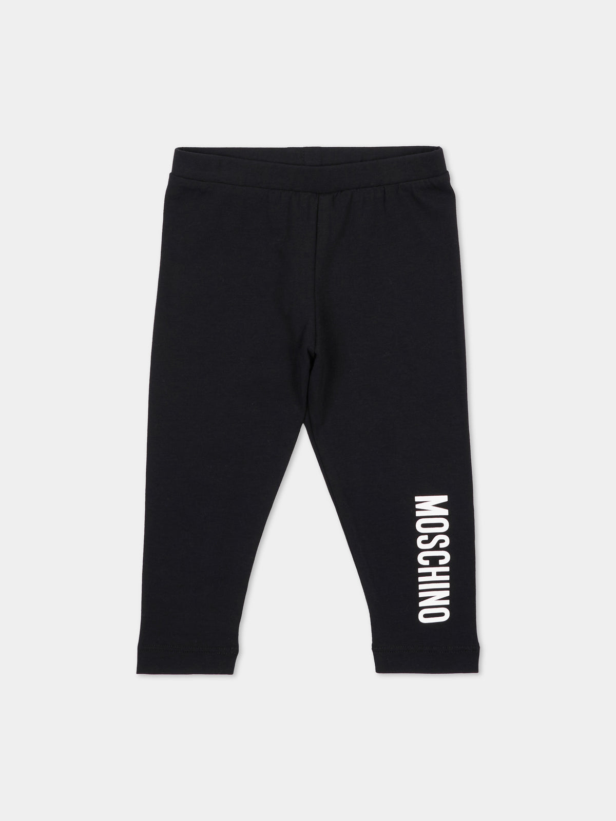 Leggings neri per neonata con logo,Moschino Kids,MDP03P LBA42 60100