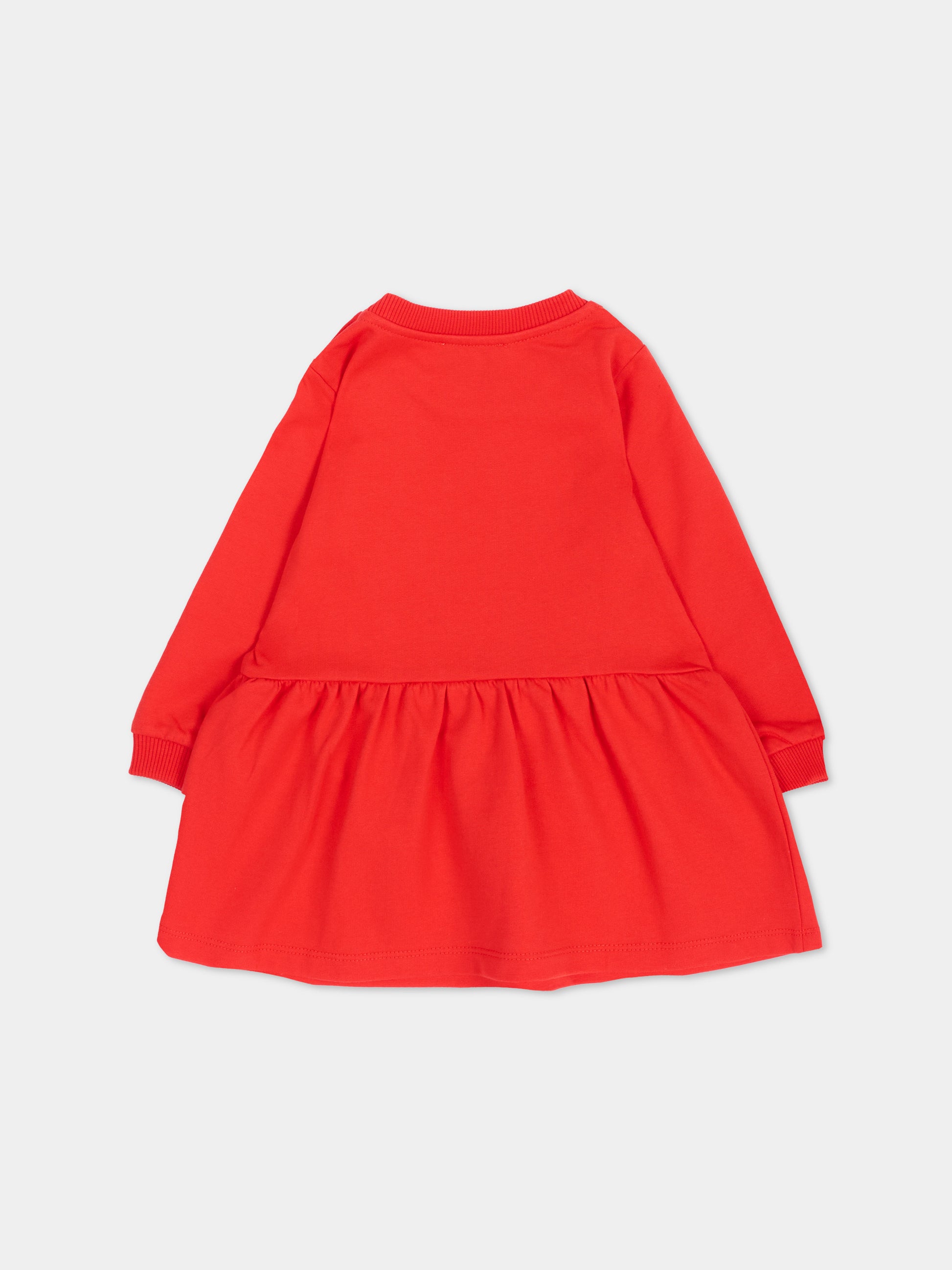 Vestito rosso per neonata con Teddy Bear,Moschino Kids,MDV0DO LCA61 50109