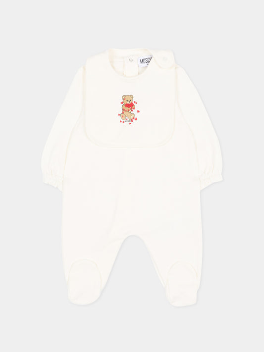 Set tutine avorio per neonata con Teddy Bear,Moschino Kids,MDY01C LDA63 10063