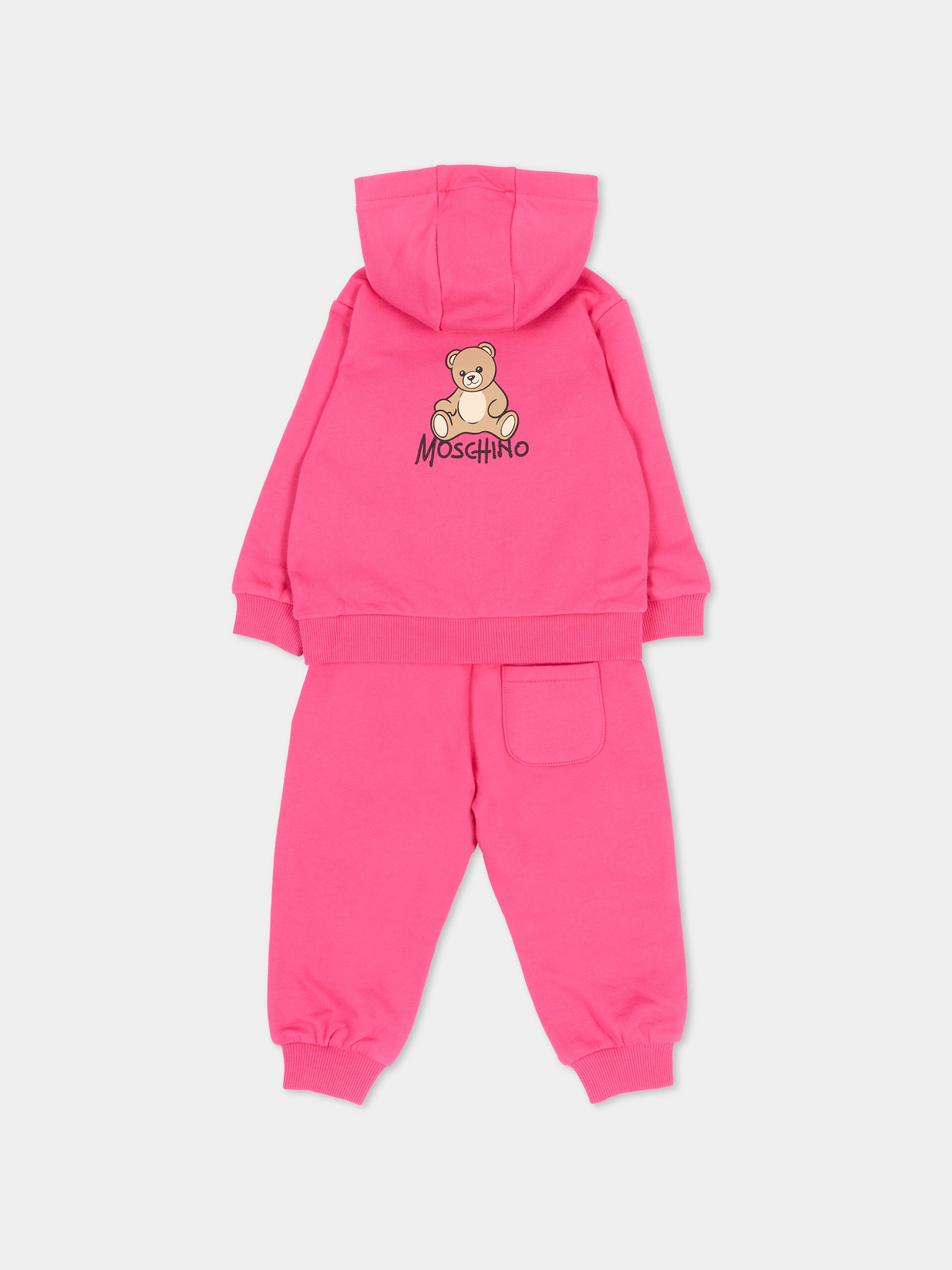 Completo sportivo lungo rosa con teddy bear,Moschino Kids,MMK05G LCA40 51450