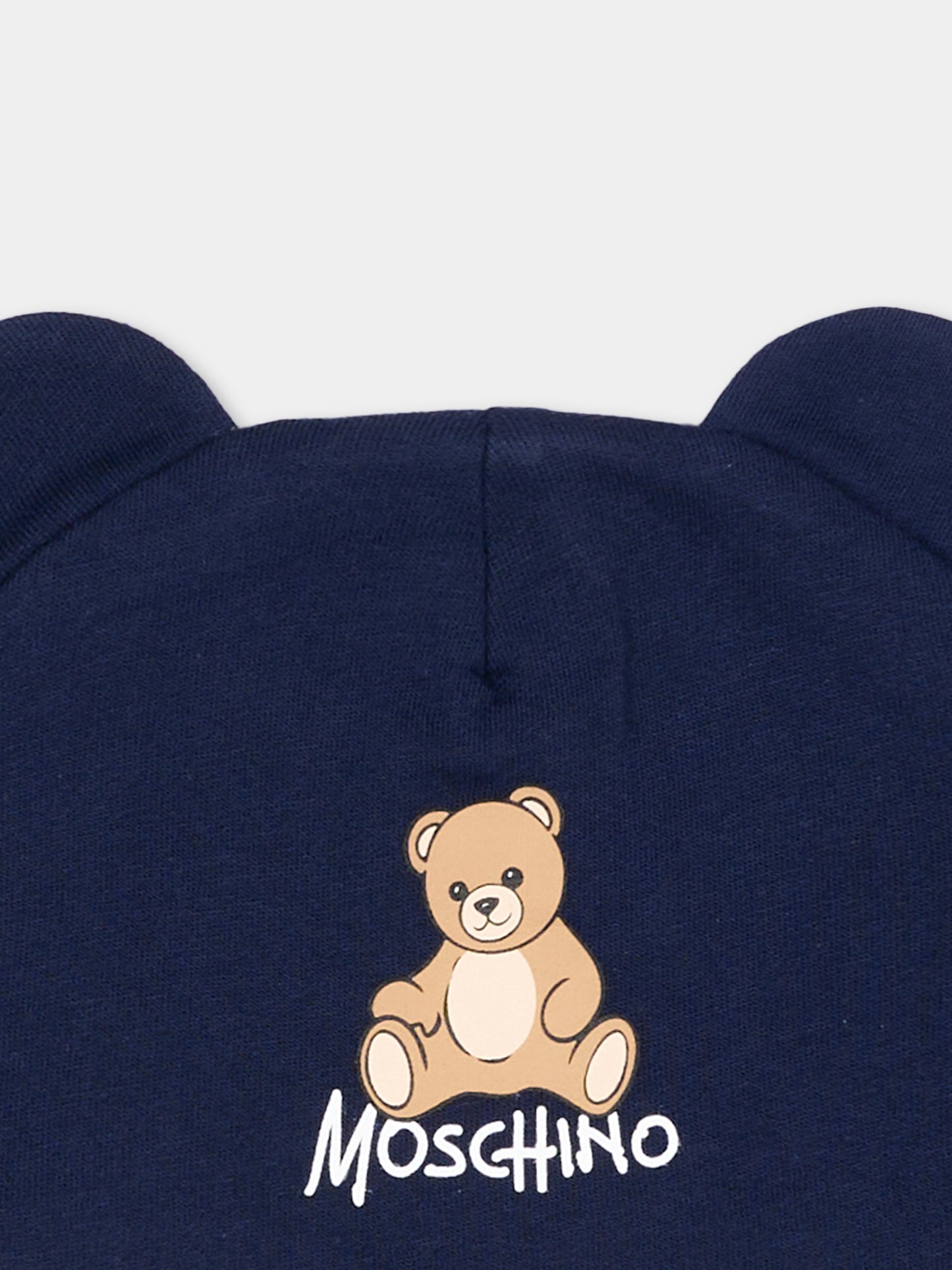 Cappello blu per neonati con Teddy Bear,Moschino Kids,MMX05H LCA40 40016
