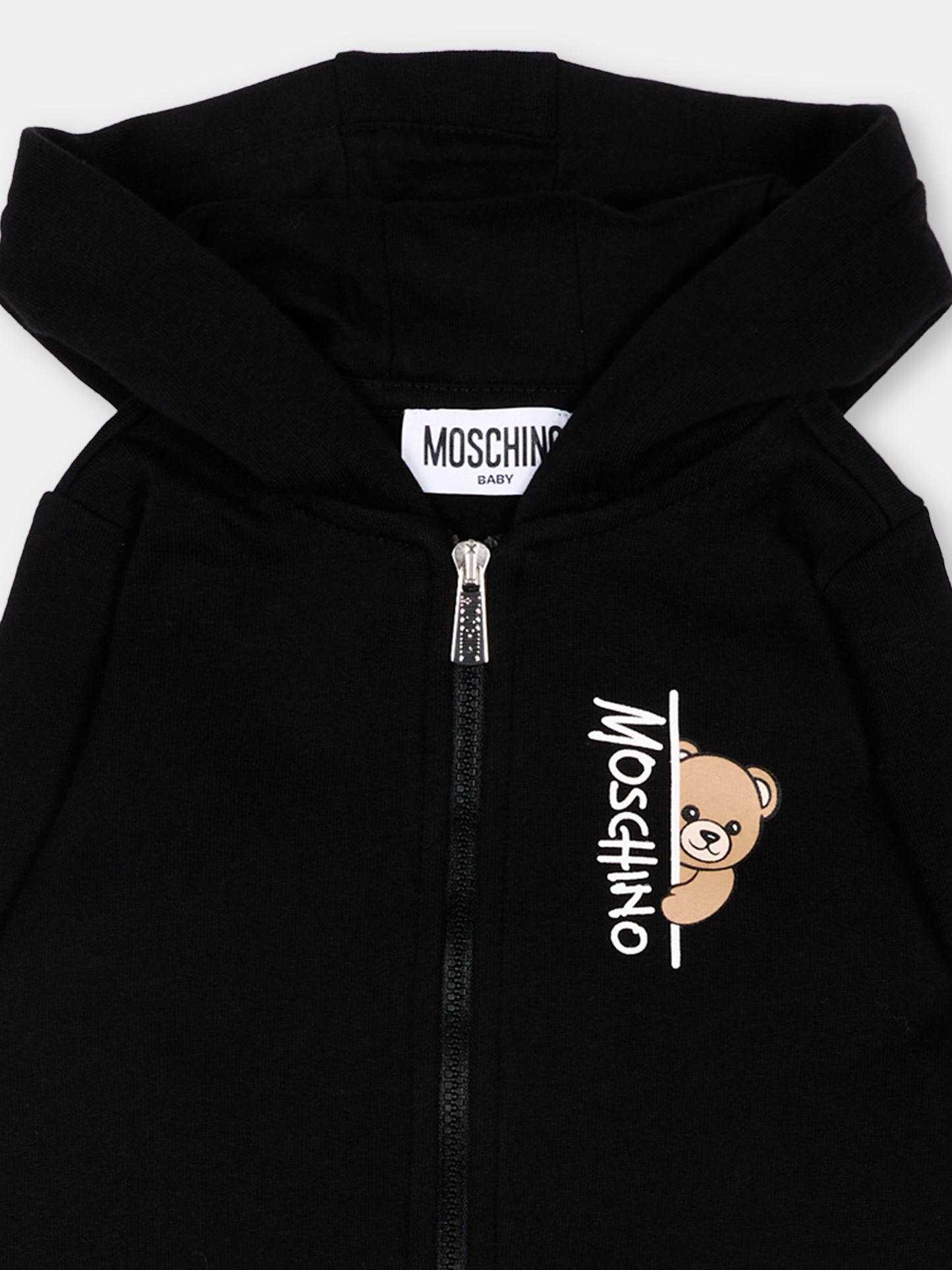 Completo sportivo nero per neonati con Teddy Bear,Moschino Kids,MNK05D LCA92 60100