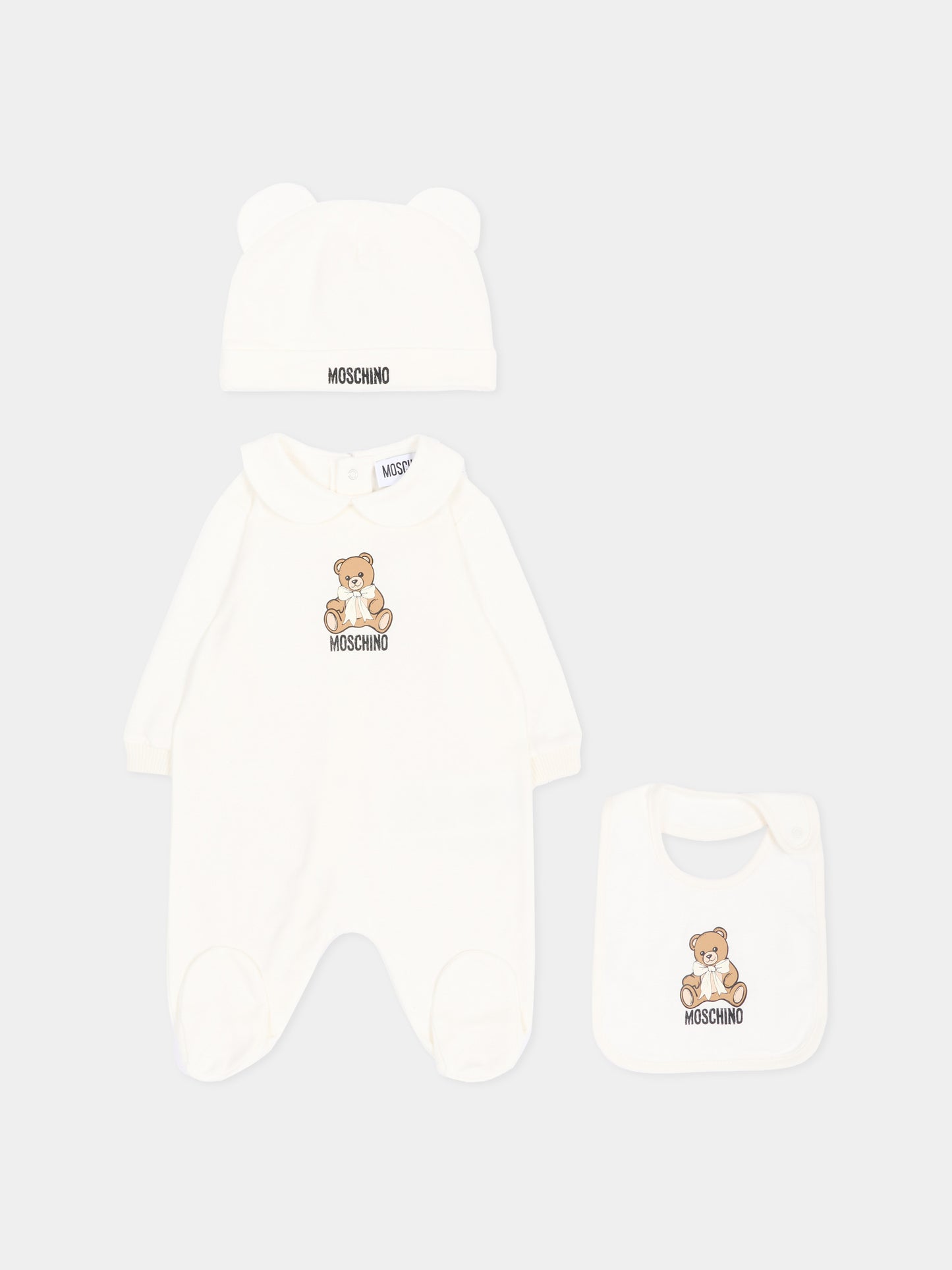 Set tutina avorio per neonati con Teddy Bear,Moschino Kids,MNY08B LCA40 10063