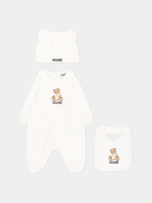 Set tutina avorio per neonati con Teddy Bear,Moschino Kids,MNY08B LCA40 10063