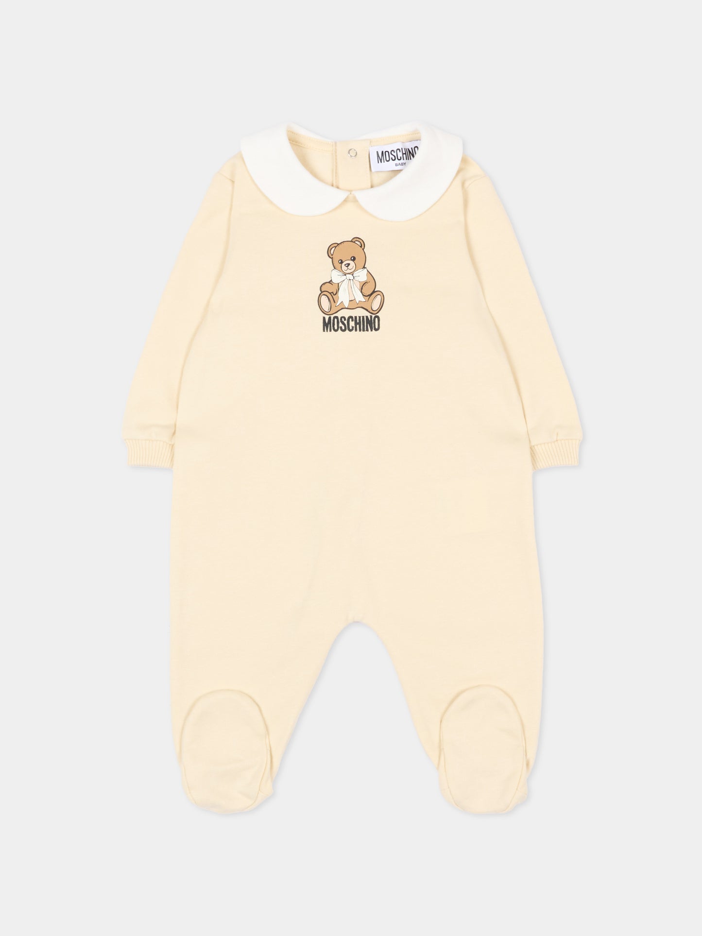 Set tutina beige per neonati con Teddy Bear,Moschino Kids,MNY08B LCA40 20404