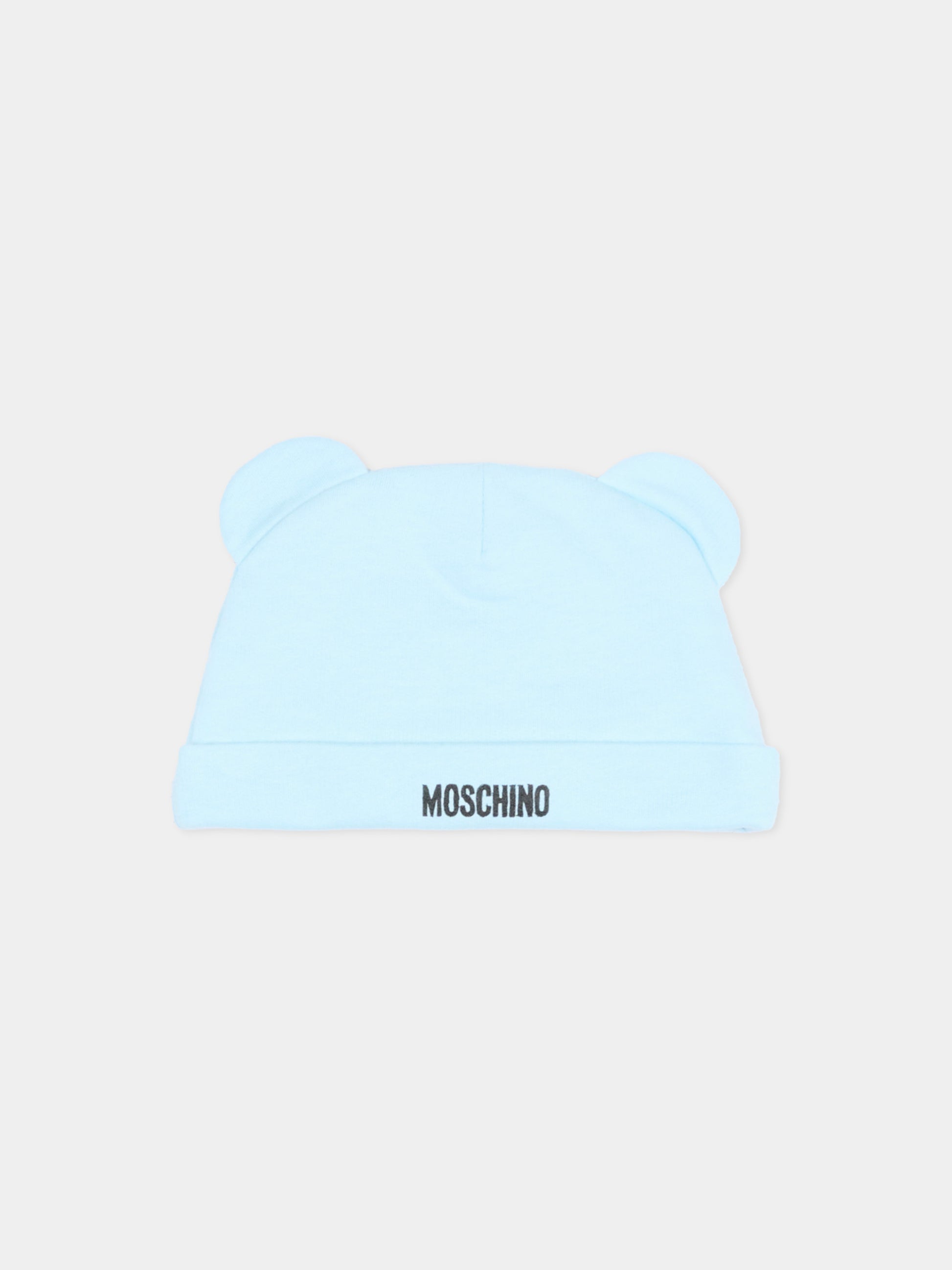 Set tutina azzurra per neonato con Teddy Bear,Moschino Kids,MNY08B LCA40 40304