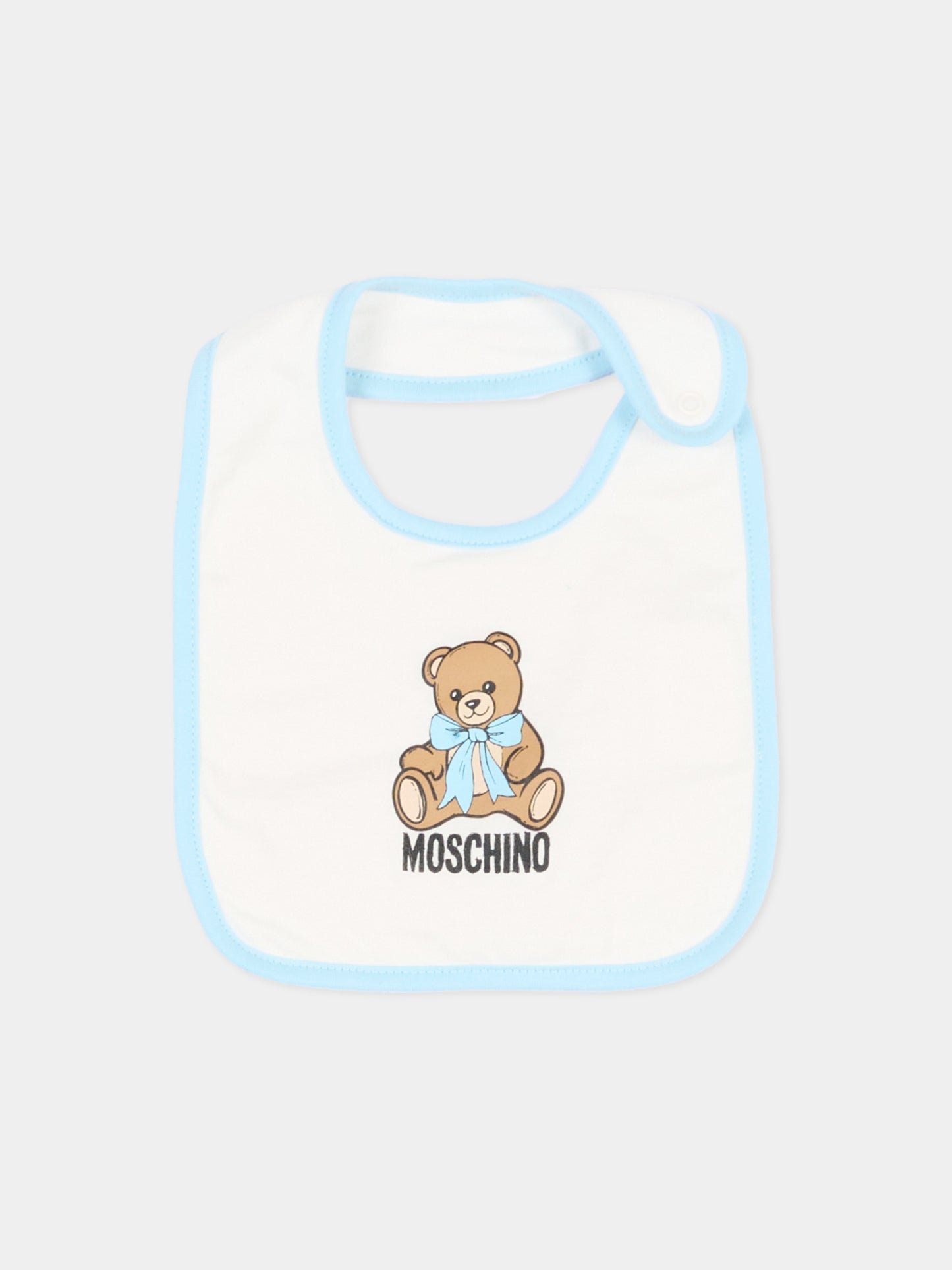 Set tutina azzurra per neonato con Teddy Bear,Moschino Kids,MNY08B LCA40 40304