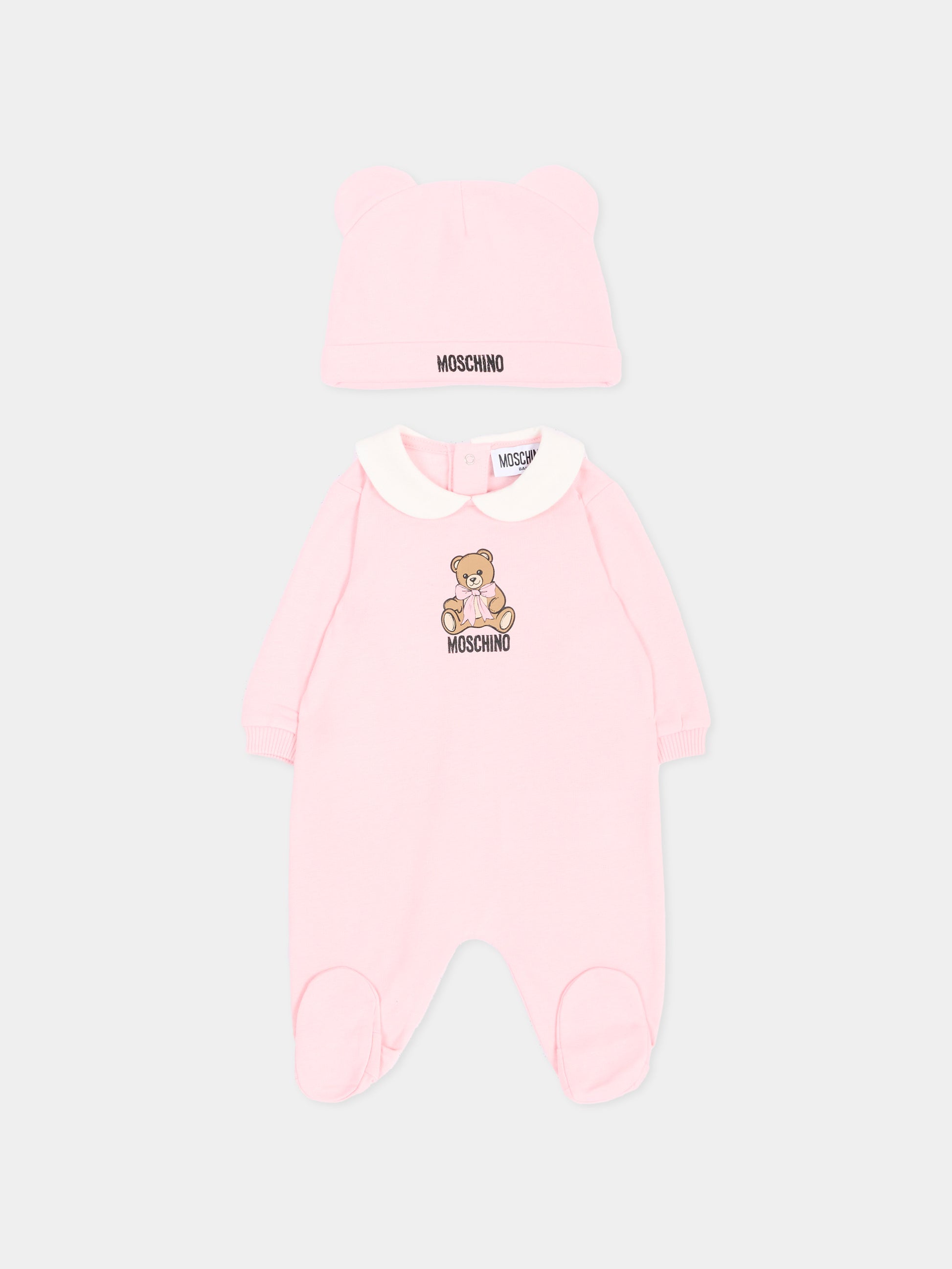 Set tutina rosa per neonata con Teddy Bear,Moschino Kids,MNY08B LCA40 50209
