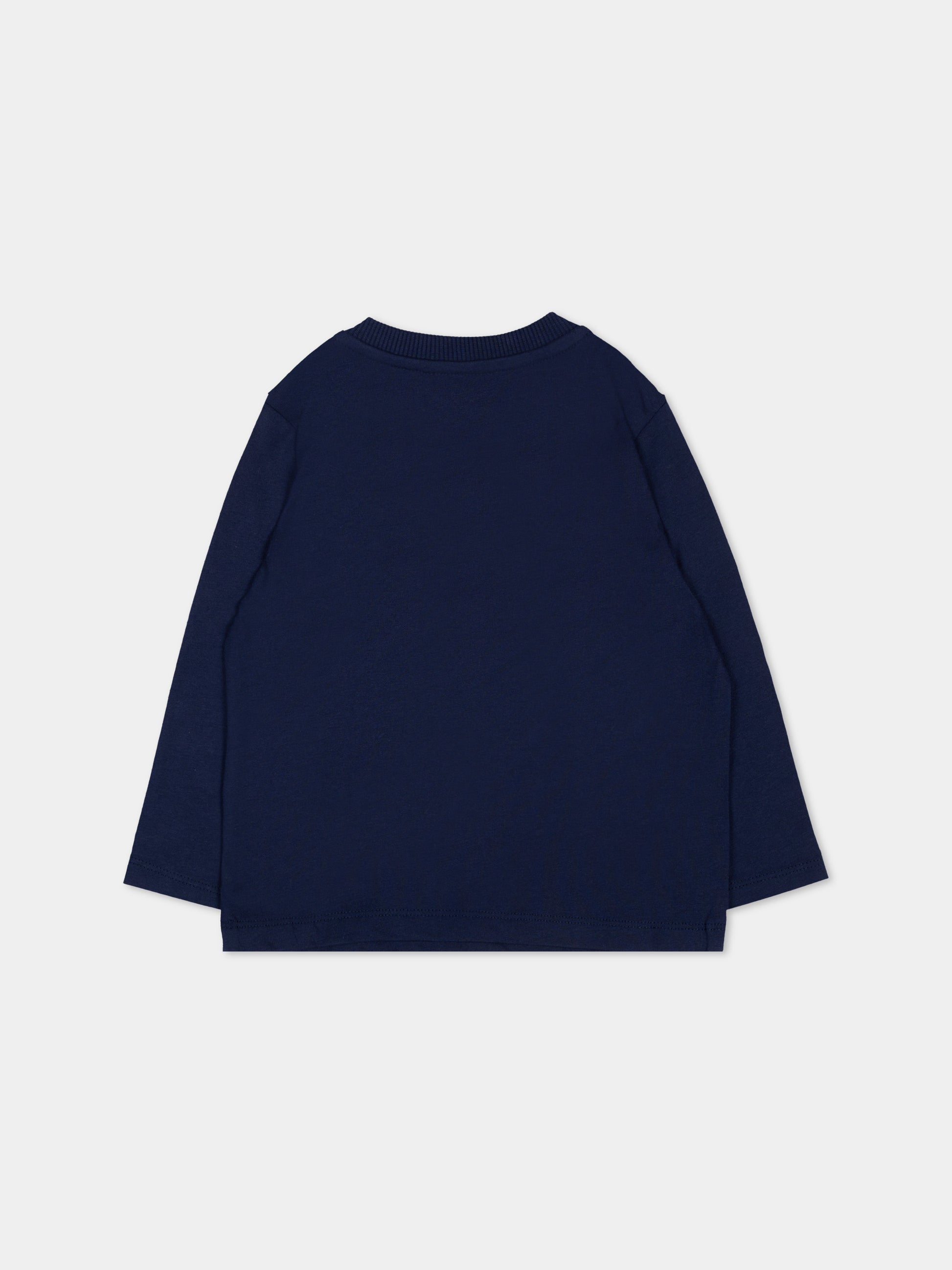T-Shirt blu per neonati con Teddy Bear,Moschino Kids,MOO014 LAA20 40016