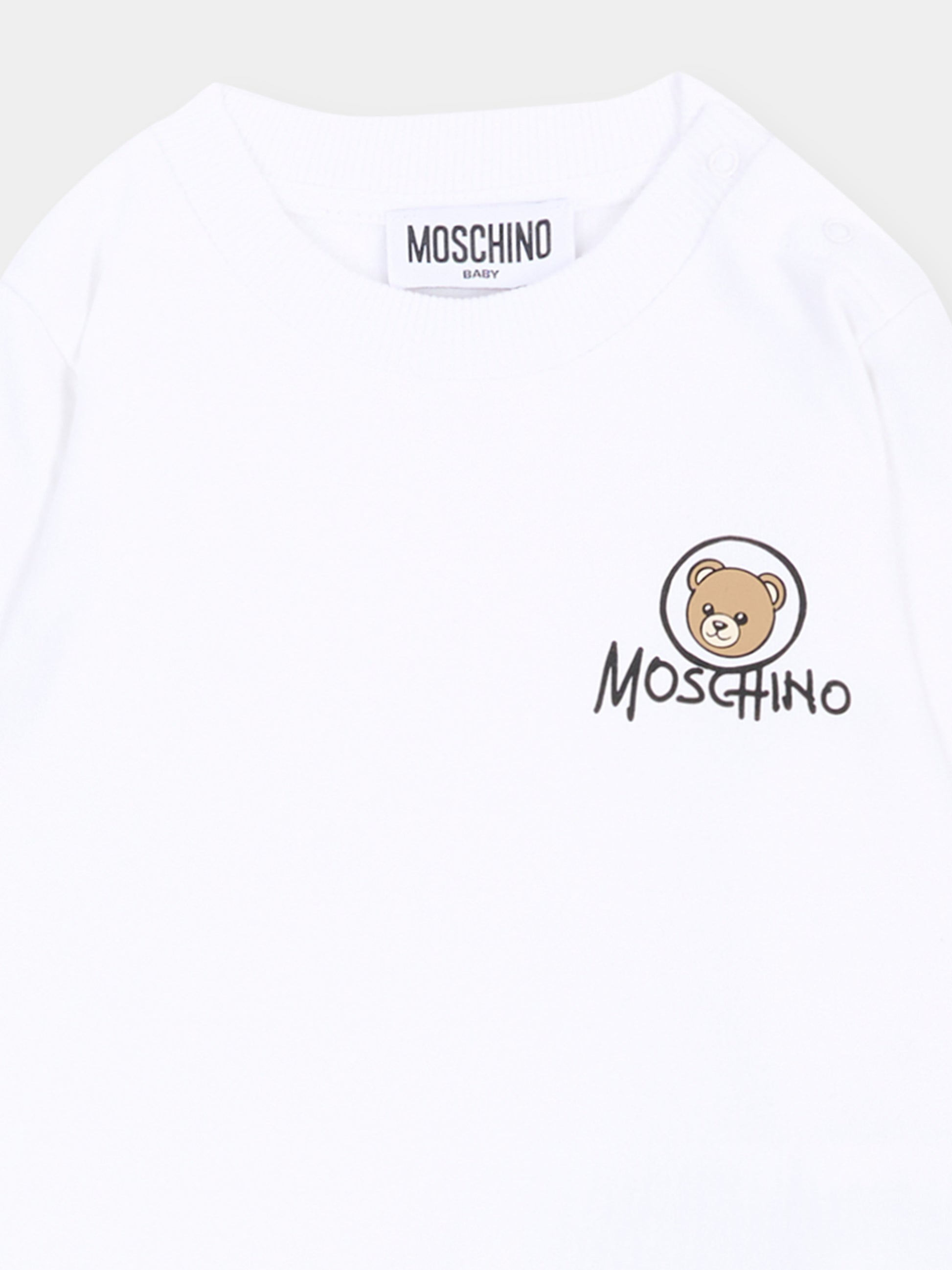 Completo sportivo bianco per neonati con Teddy Bear,Moschino Kids,MQK05E LCA83 10101