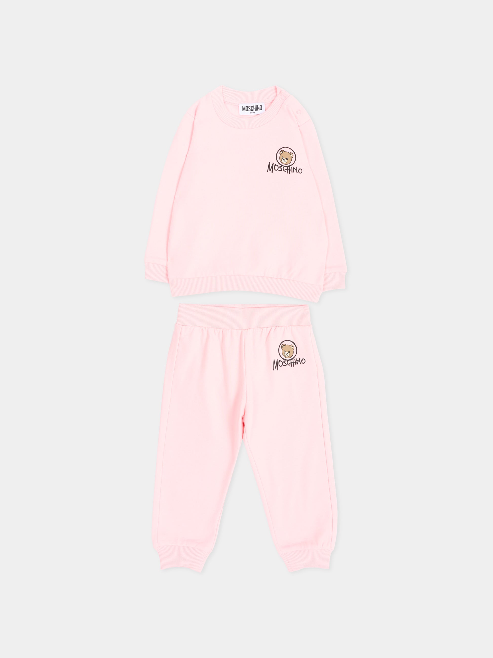 Completo rosa per neonata con Teddy Bear,Moschino Kids,MQK05E LCA83 50209