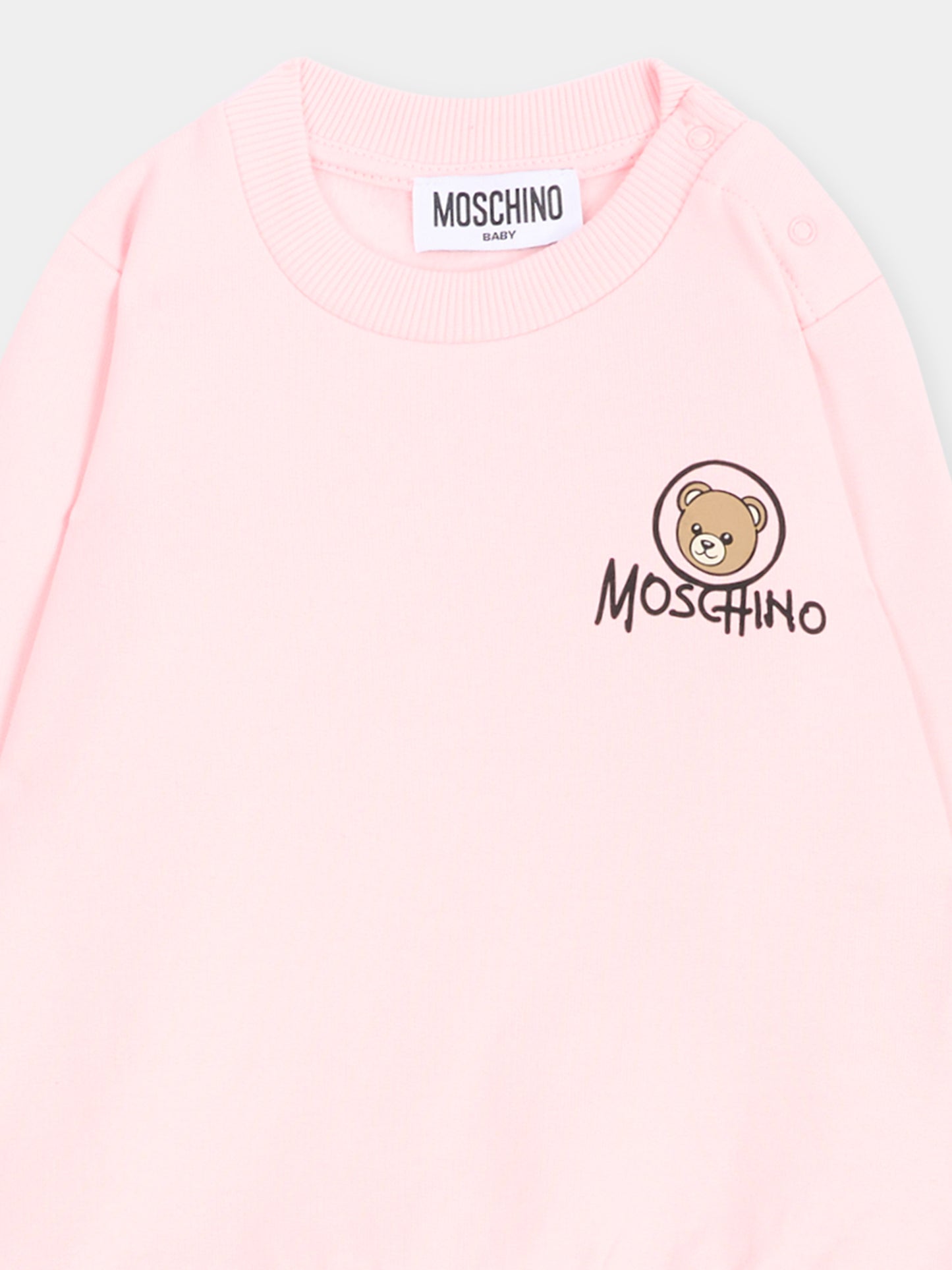 Completo rosa per neonata con Teddy Bear,Moschino Kids,MQK05E LCA83 50209