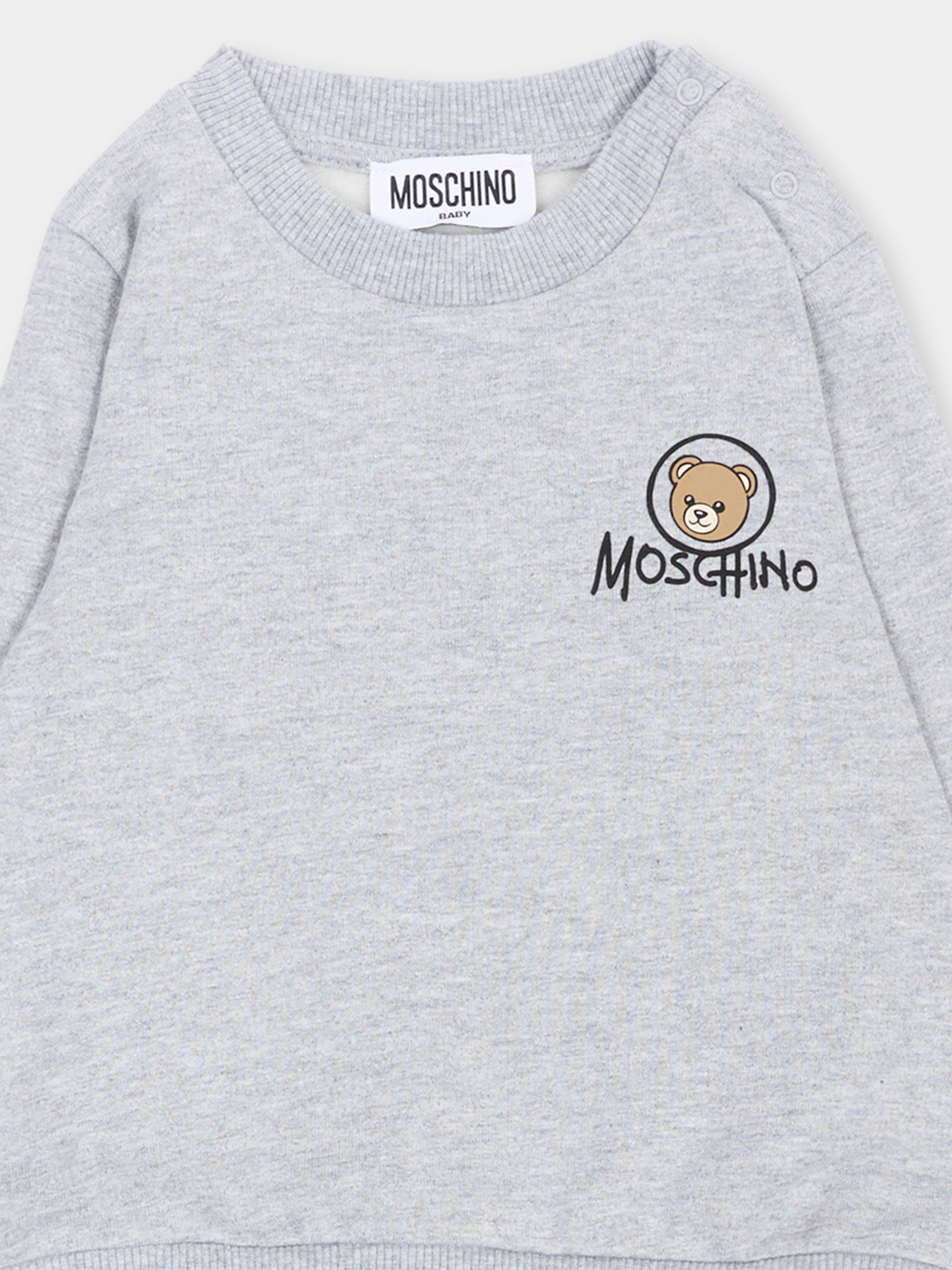 Completo sportivo grigio per neonati con Teddy Bear,Moschino Kids,MQK05E LCA83 60901