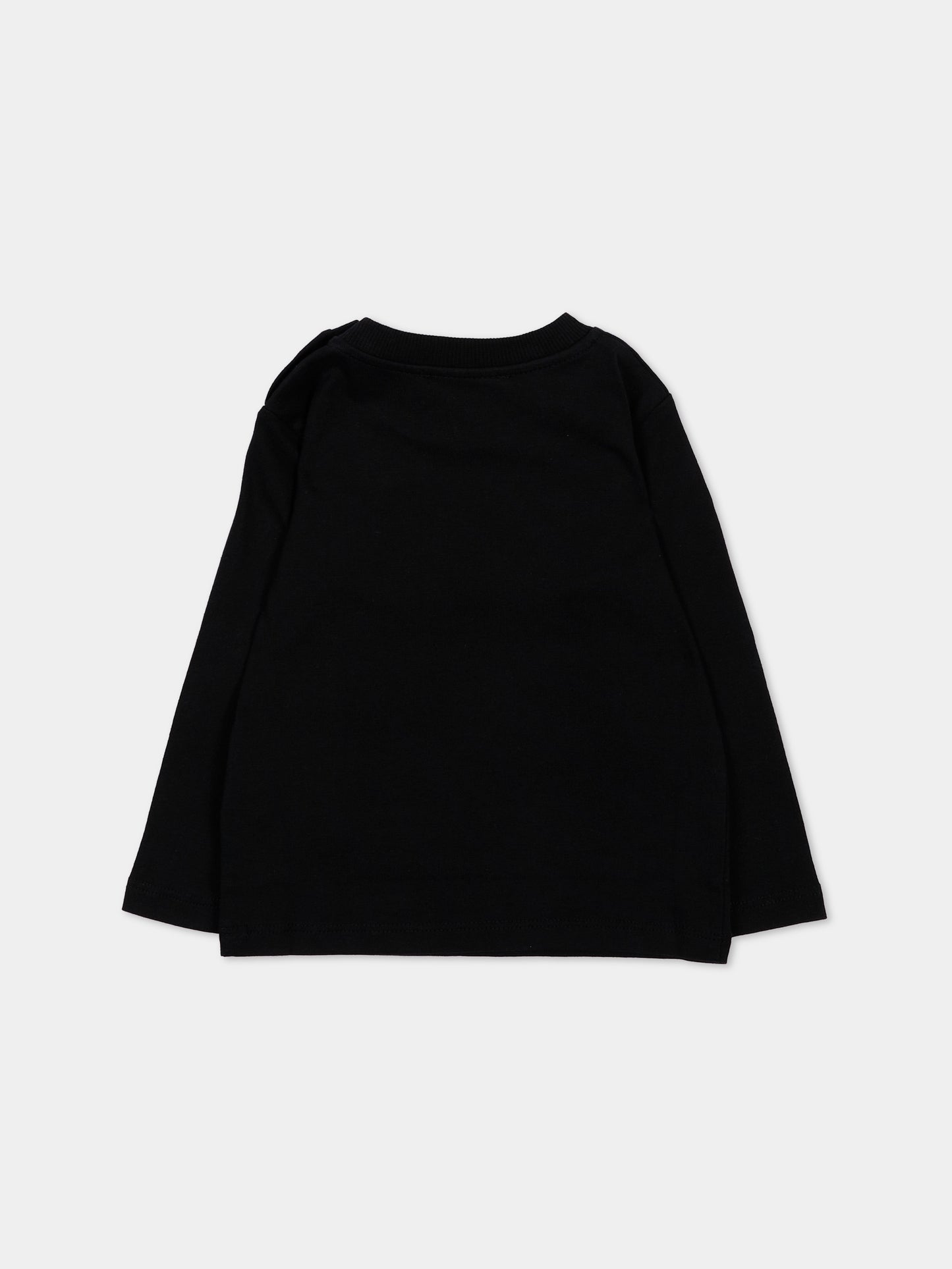 T-Shirt nera per neonati con Teddy Bear,Moschino Kids,MRO014 LAA34 60100