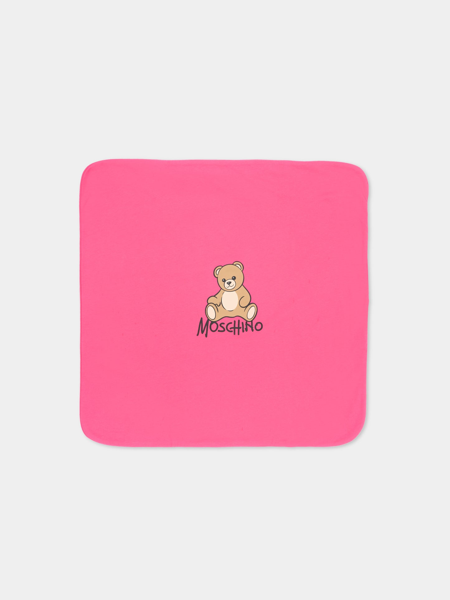 Coperta fucsia per neonata con Teddy Bear,Moschino Kids,MTB00F LCA40 51450