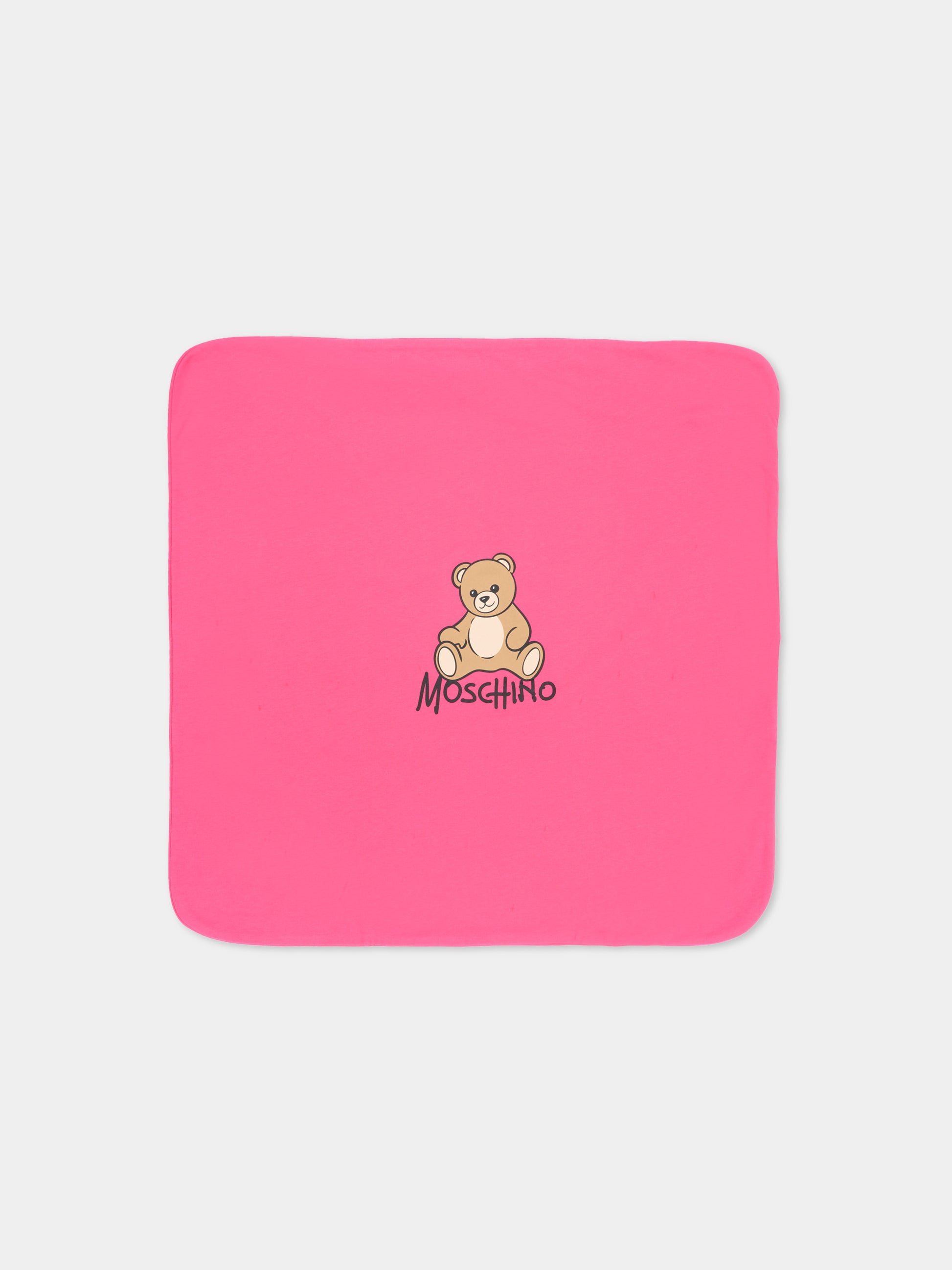 Coperta fucsia per neonata con Teddy Bear,Moschino Kids,MTB00F LCA40 51450