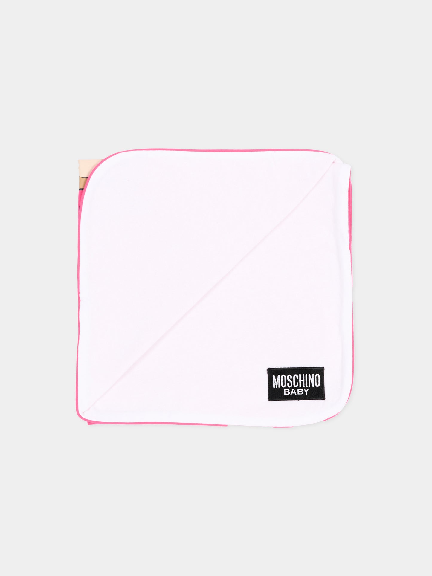 Coperta fucsia per neonata con Teddy Bear,Moschino Kids,MTB00F LCA40 51450