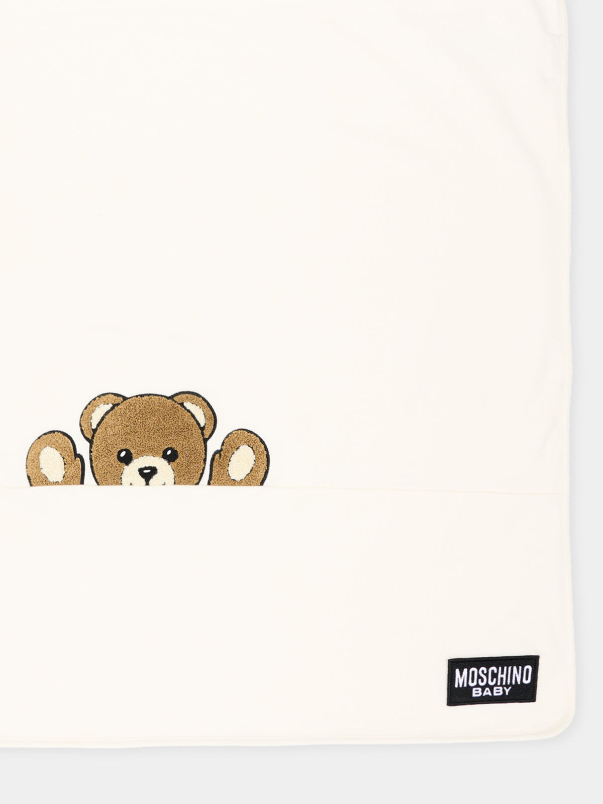 Coperta avorio per neonati con Teddy Bear,Moschino Kids,MUB00N LCA93 10063