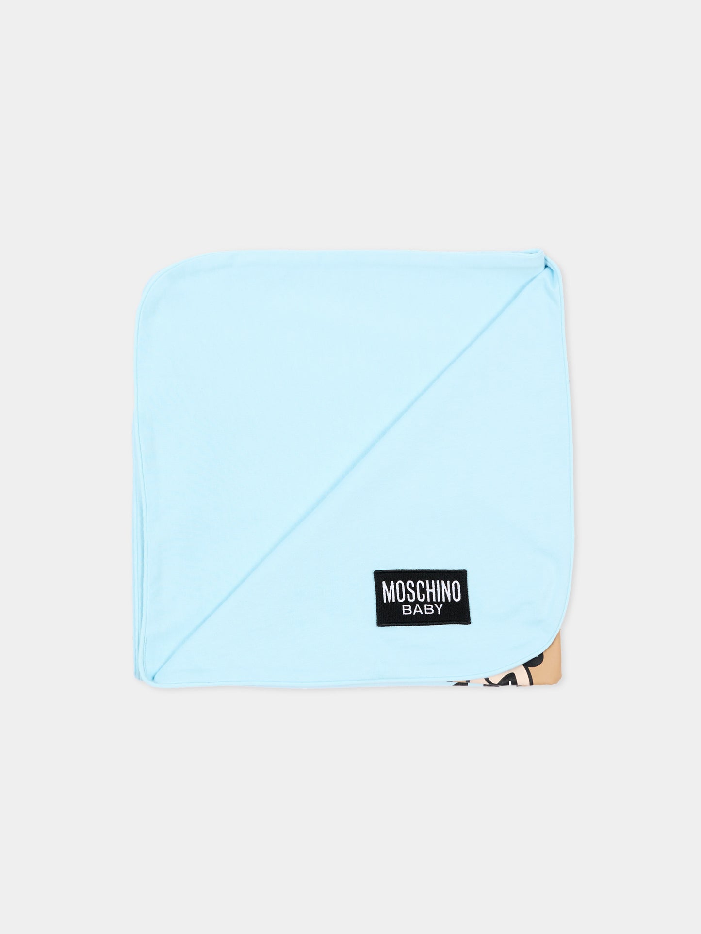 Coperta azzurra per neonato con Teddy Bear,Moschino Kids,MUB00O LCA40 40304