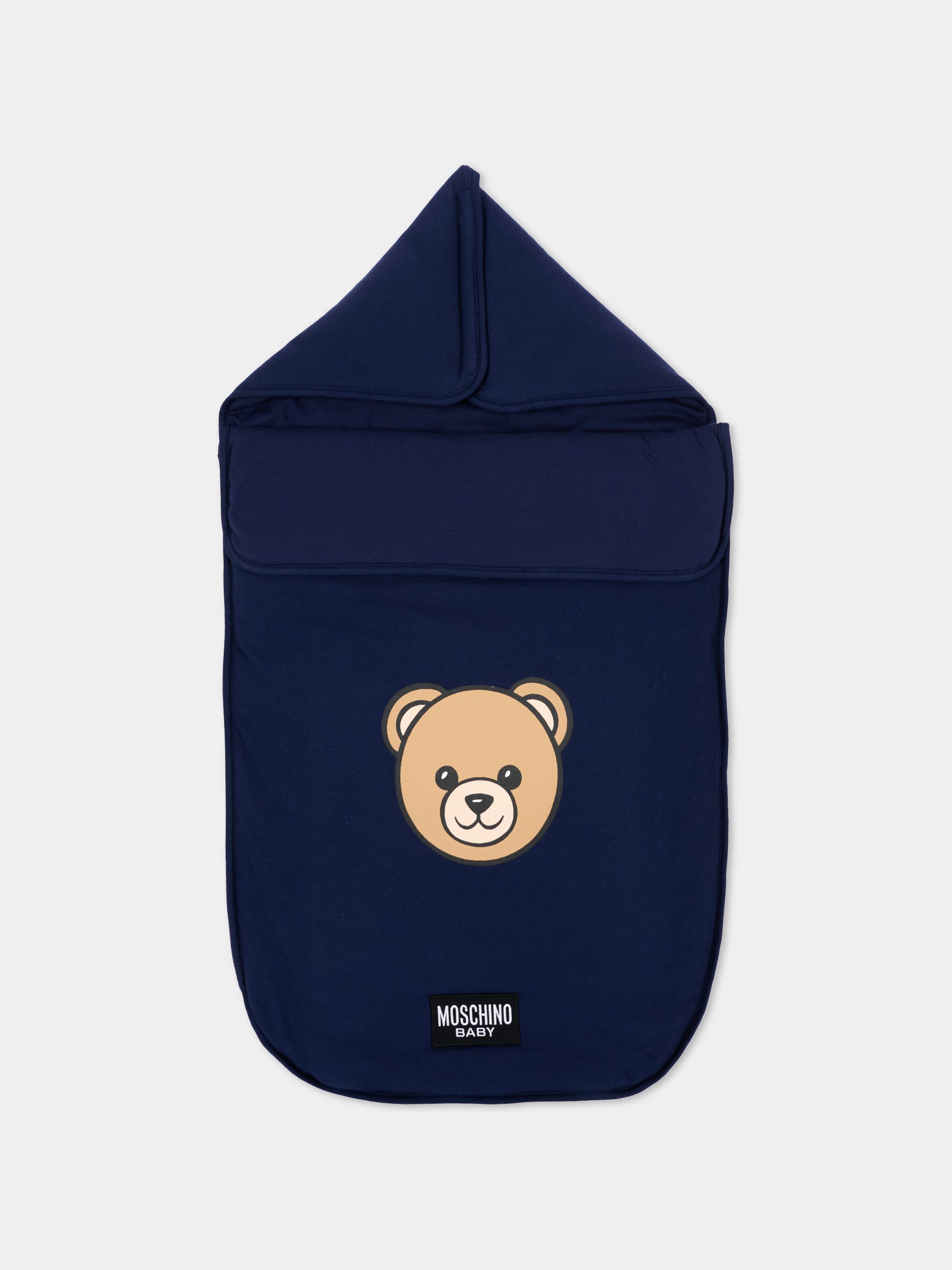 Sacco nanna blu per neonati con Teddy Bear,Moschino Kids,MUE00W LCA40 40016