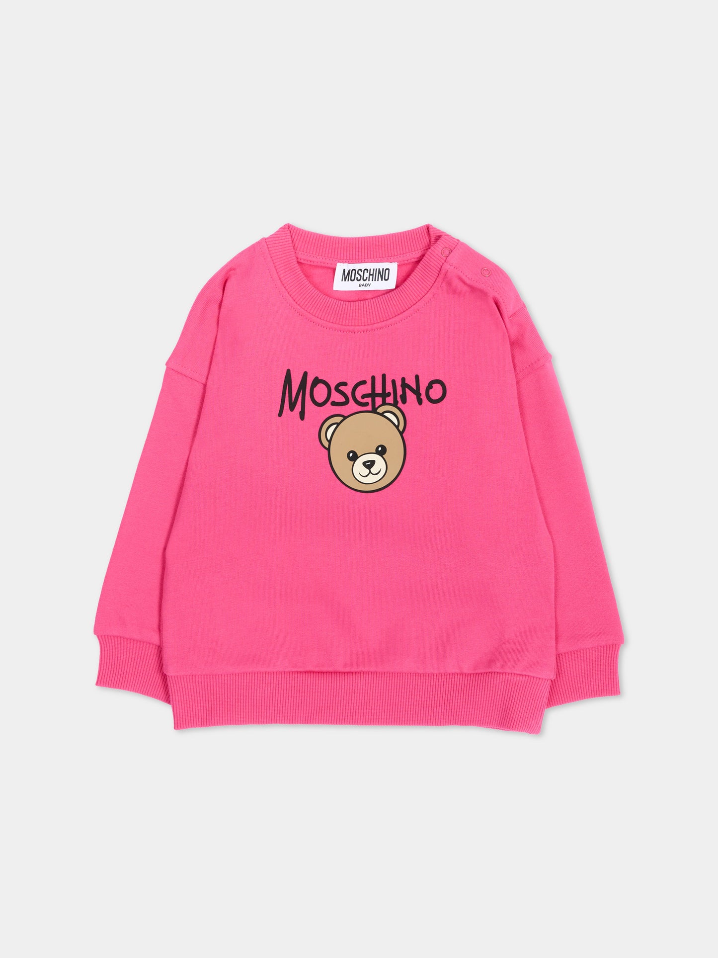 Felpa fucsia per neonata con Teddy Bear,Moschino Kids,MUF06H LCA83 51450