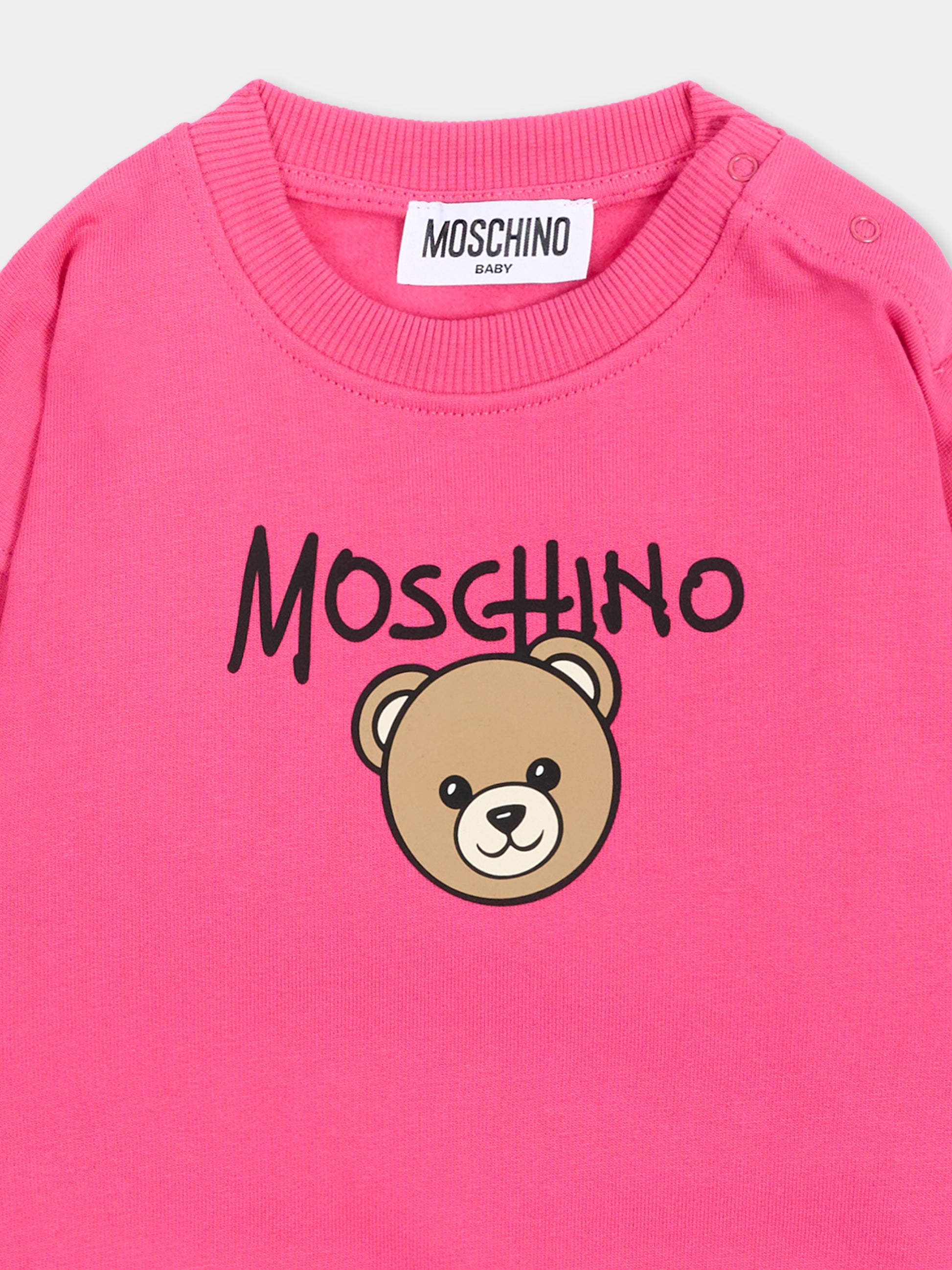 Felpa fucsia per neonata con Teddy Bear,Moschino Kids,MUF06H LCA83 51450
