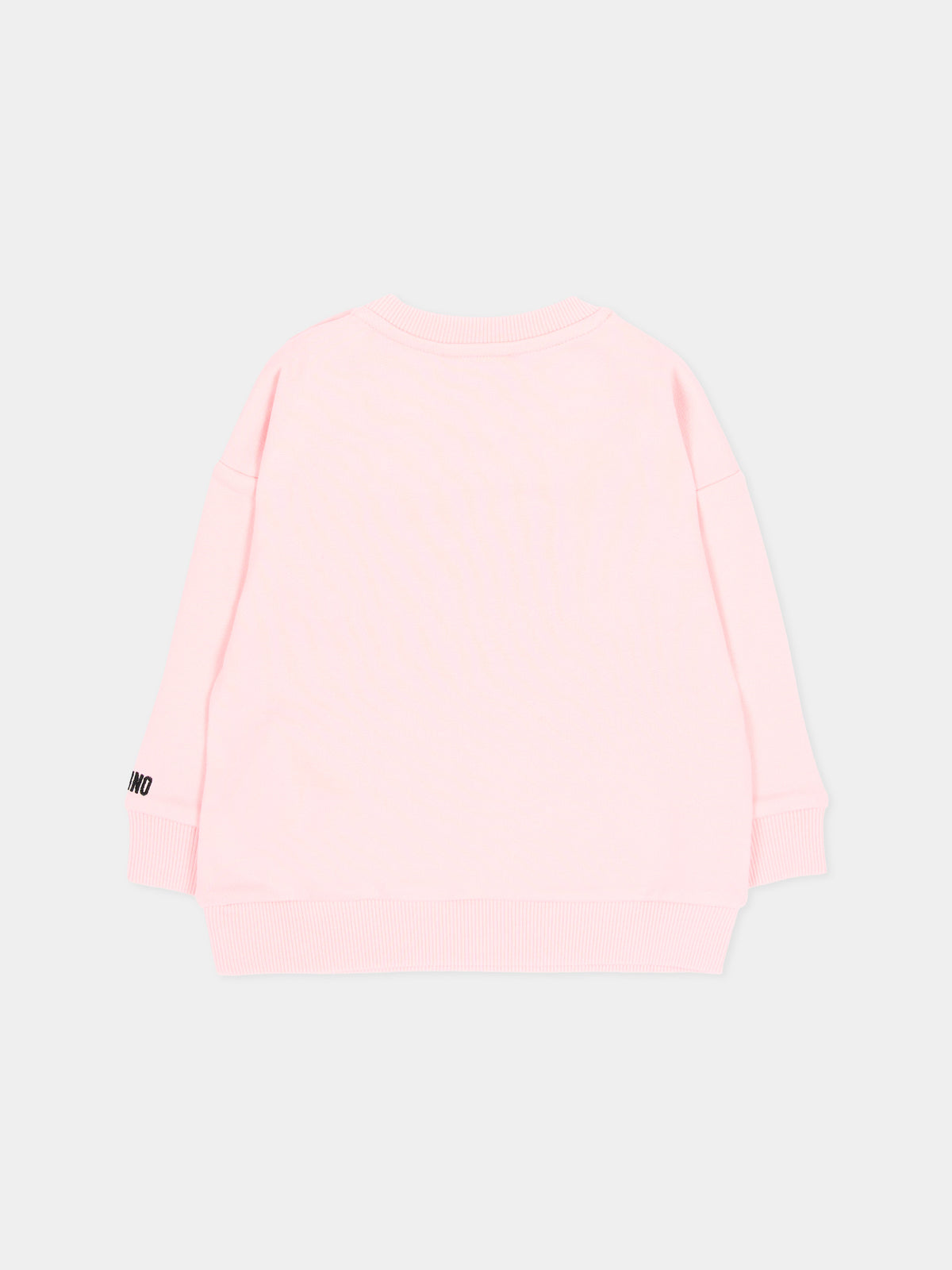 Felpa girocollo rosa con Teddy Bear per neonata,Moschino Kids,MUF06K LCA93 50209