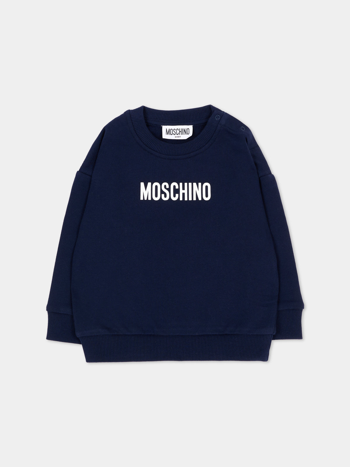 Felpa blu per neonati con logo,Moschino Kids,MUF06N LCA93 40016
