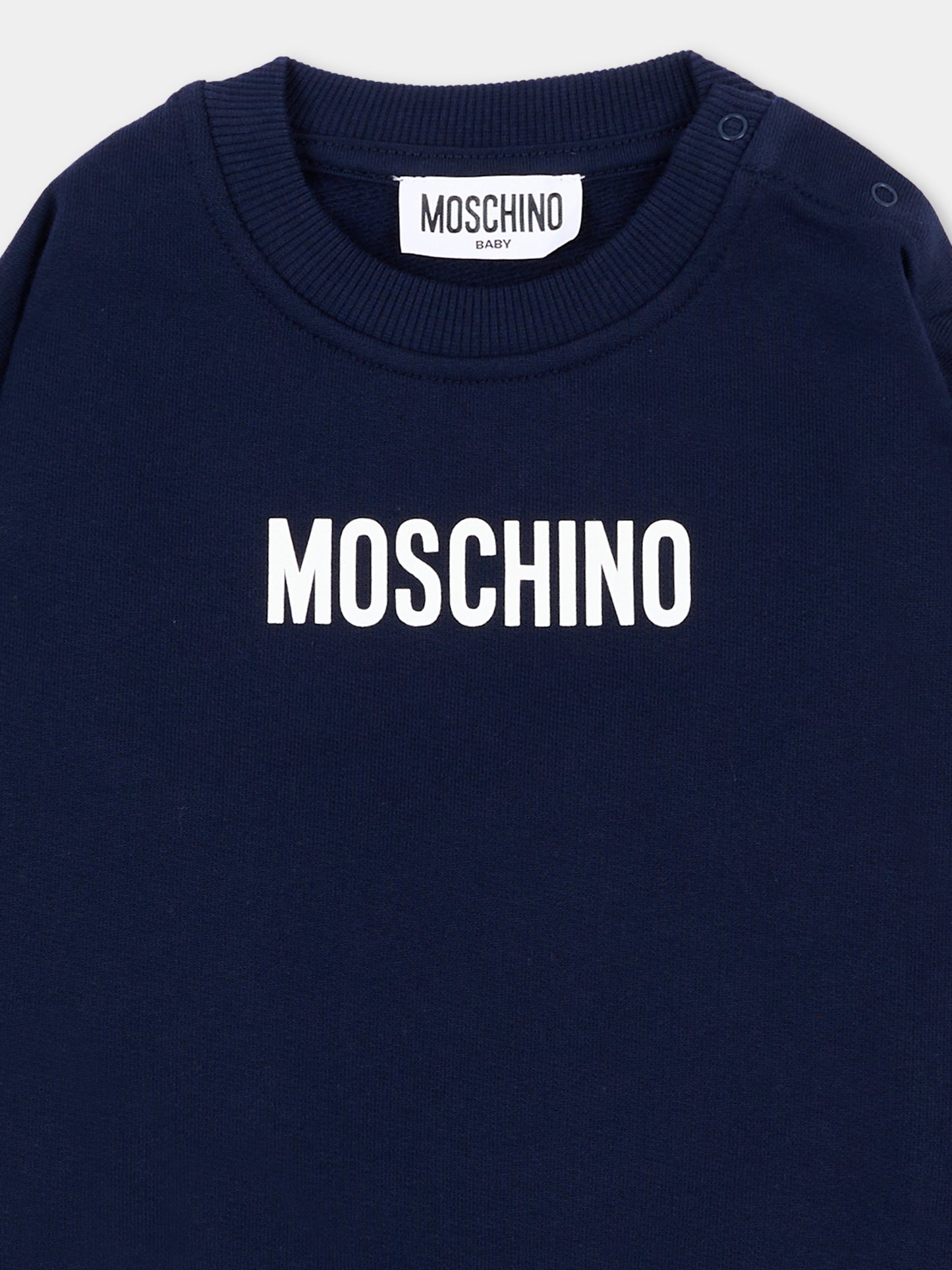 Felpa blu per neonati con logo,Moschino Kids,MUF06N LCA93 40016